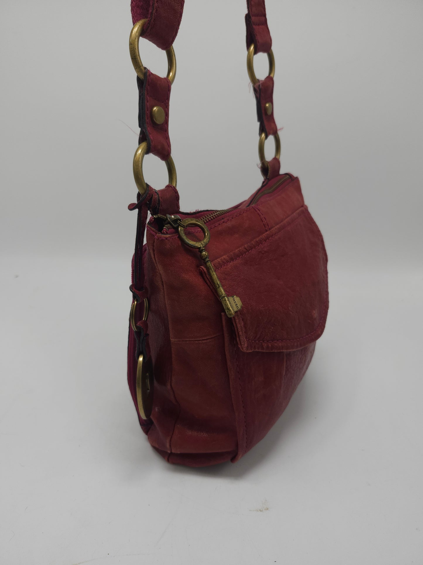 *Fossil* Red Leather Satchel Purse