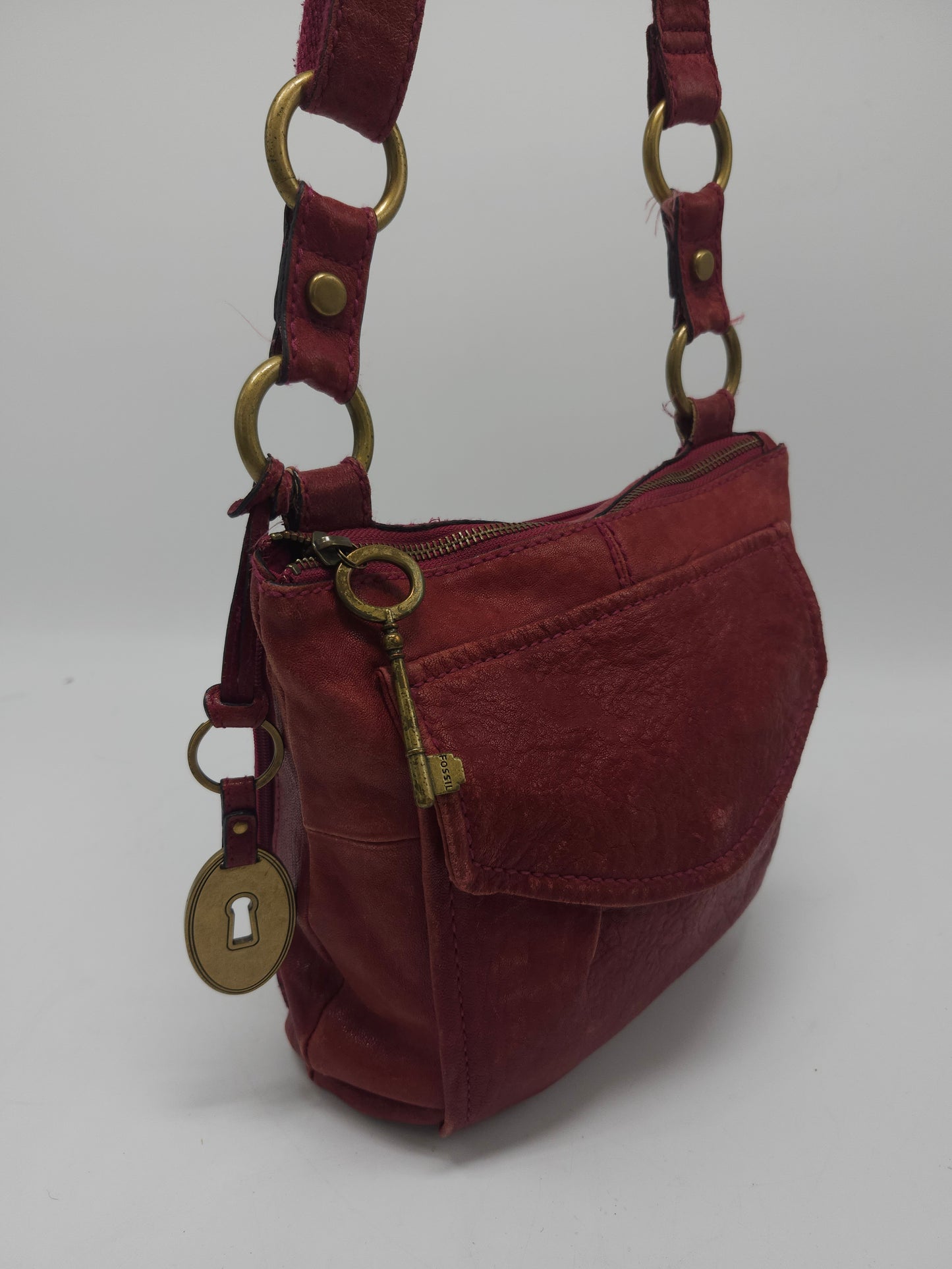 *Fossil* Red Leather Satchel Purse