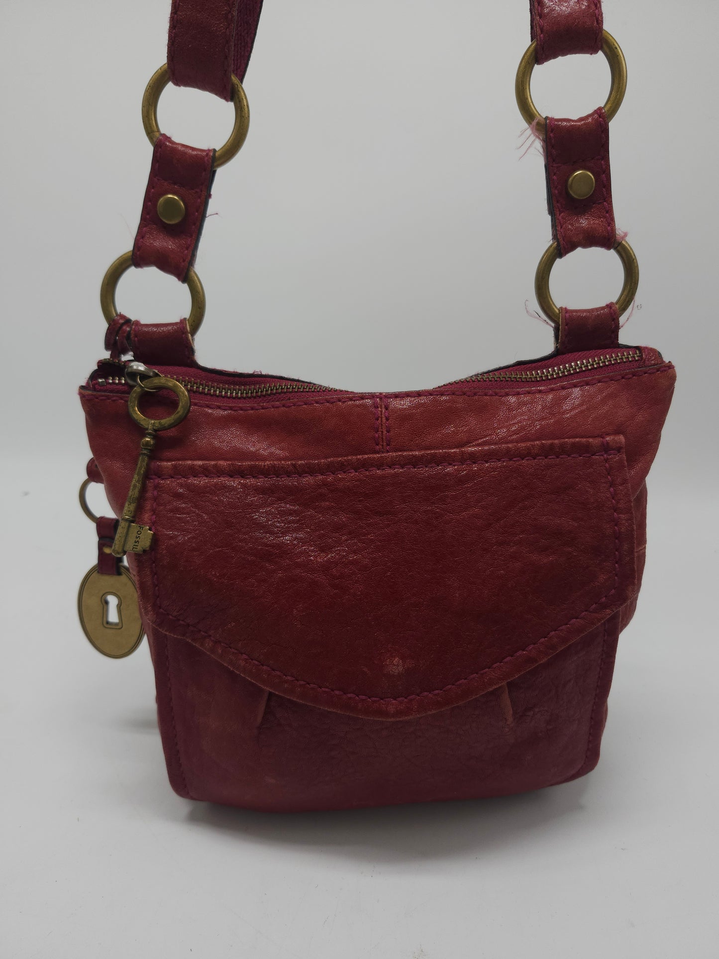 *Fossil* Red Leather Satchel Purse