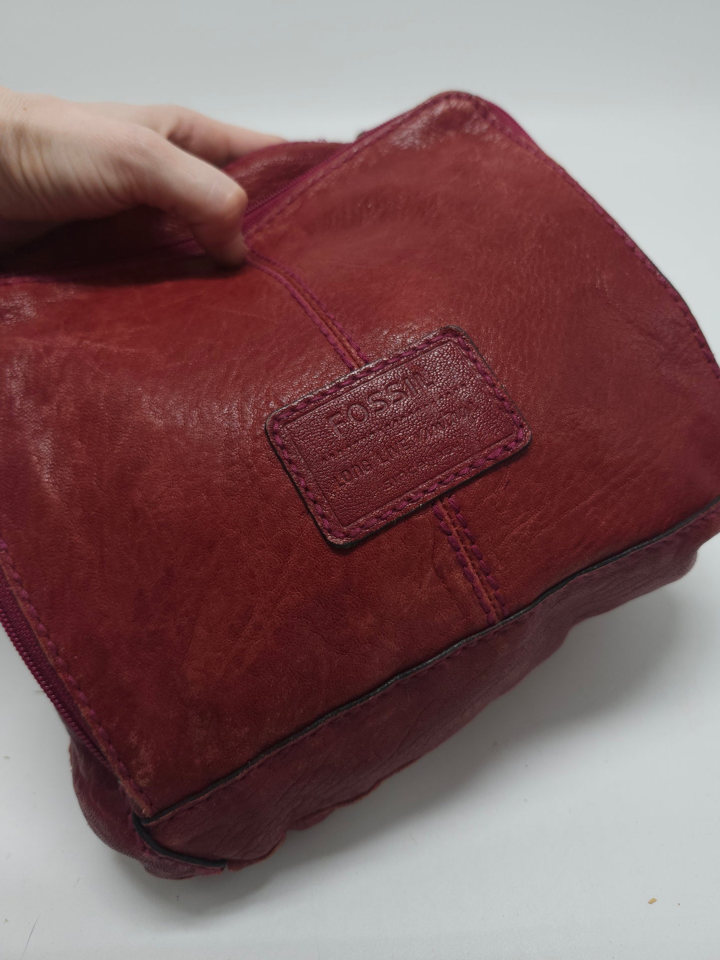 *Fossil* Red Leather Satchel Purse
