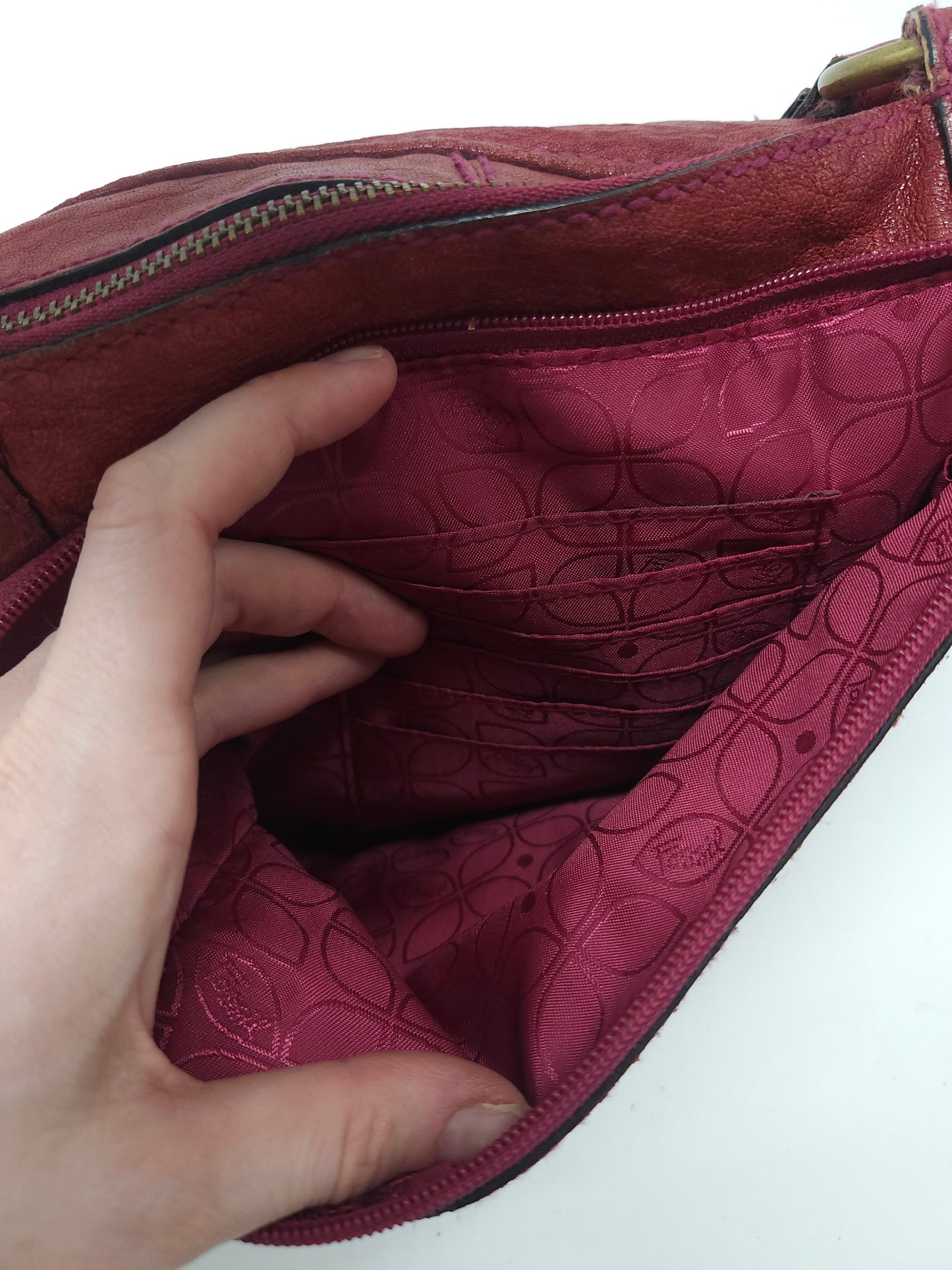 *Fossil* Red Leather Satchel Purse