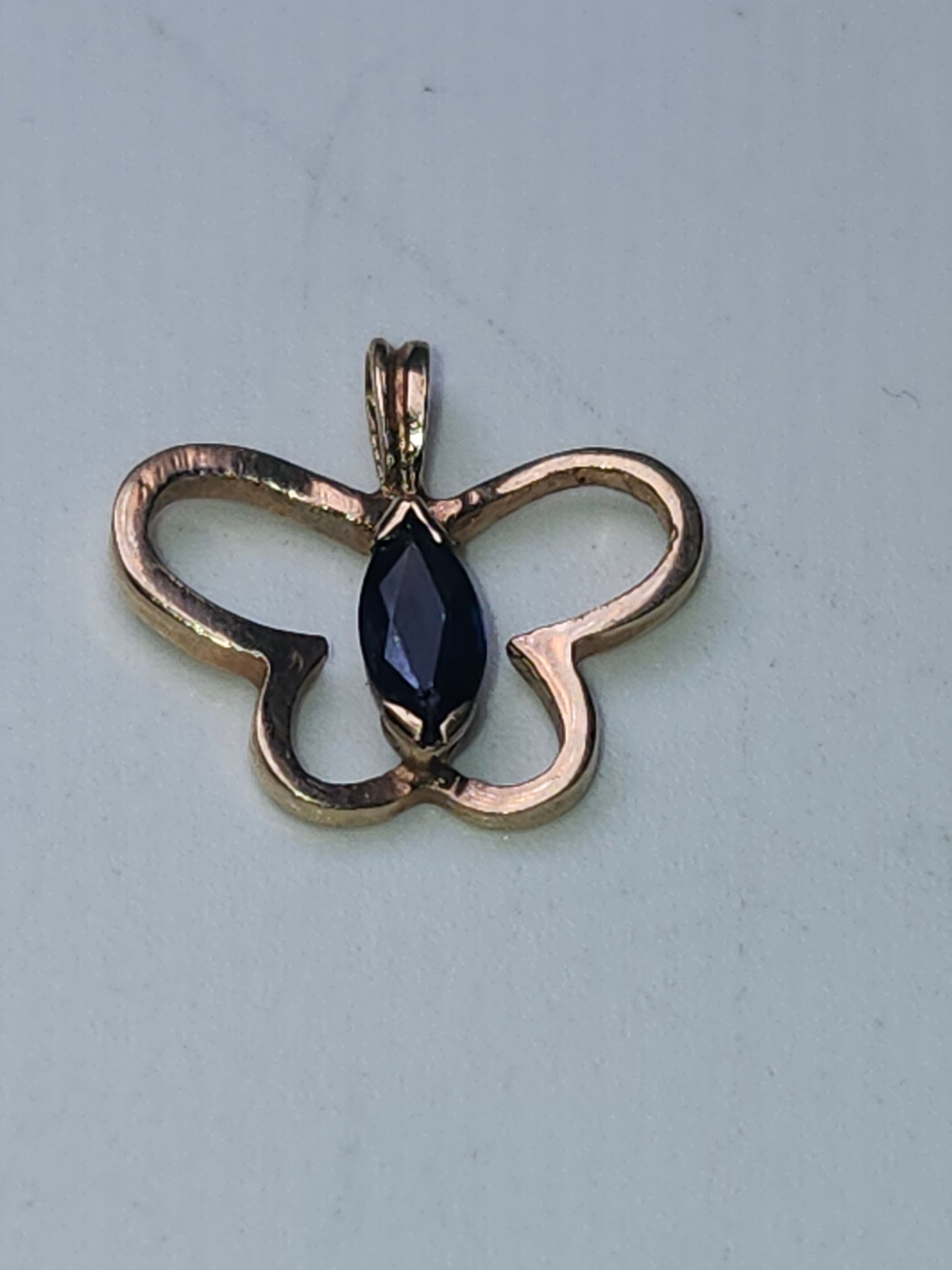 14K Gold & Sapphire Butterfly Charm