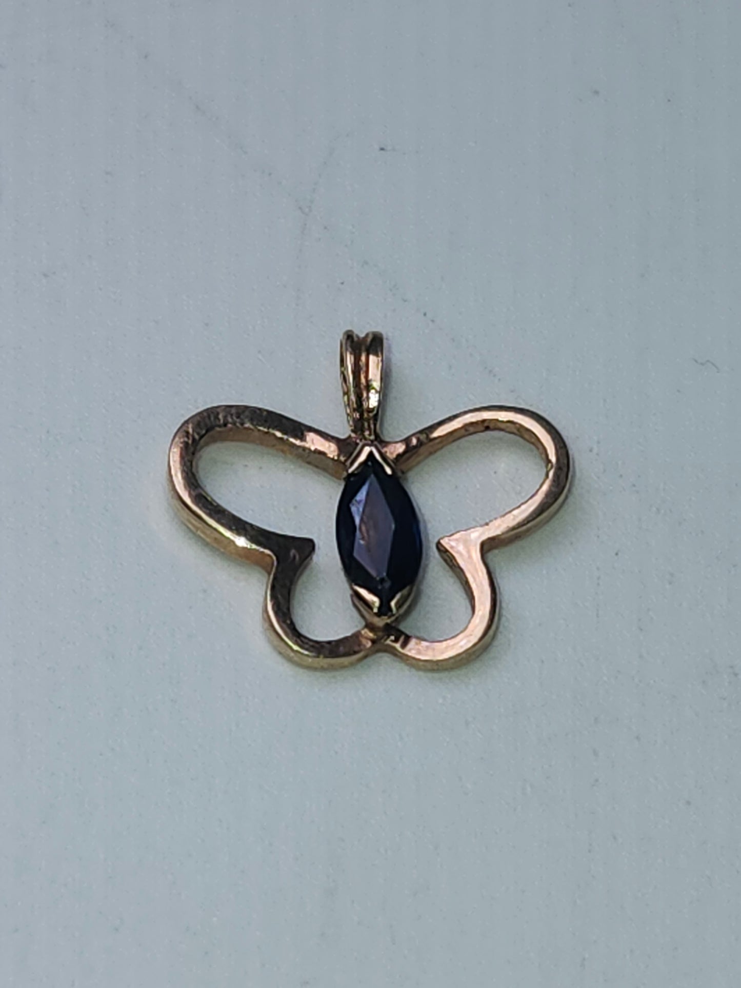 14K Gold & Sapphire Butterfly Charm