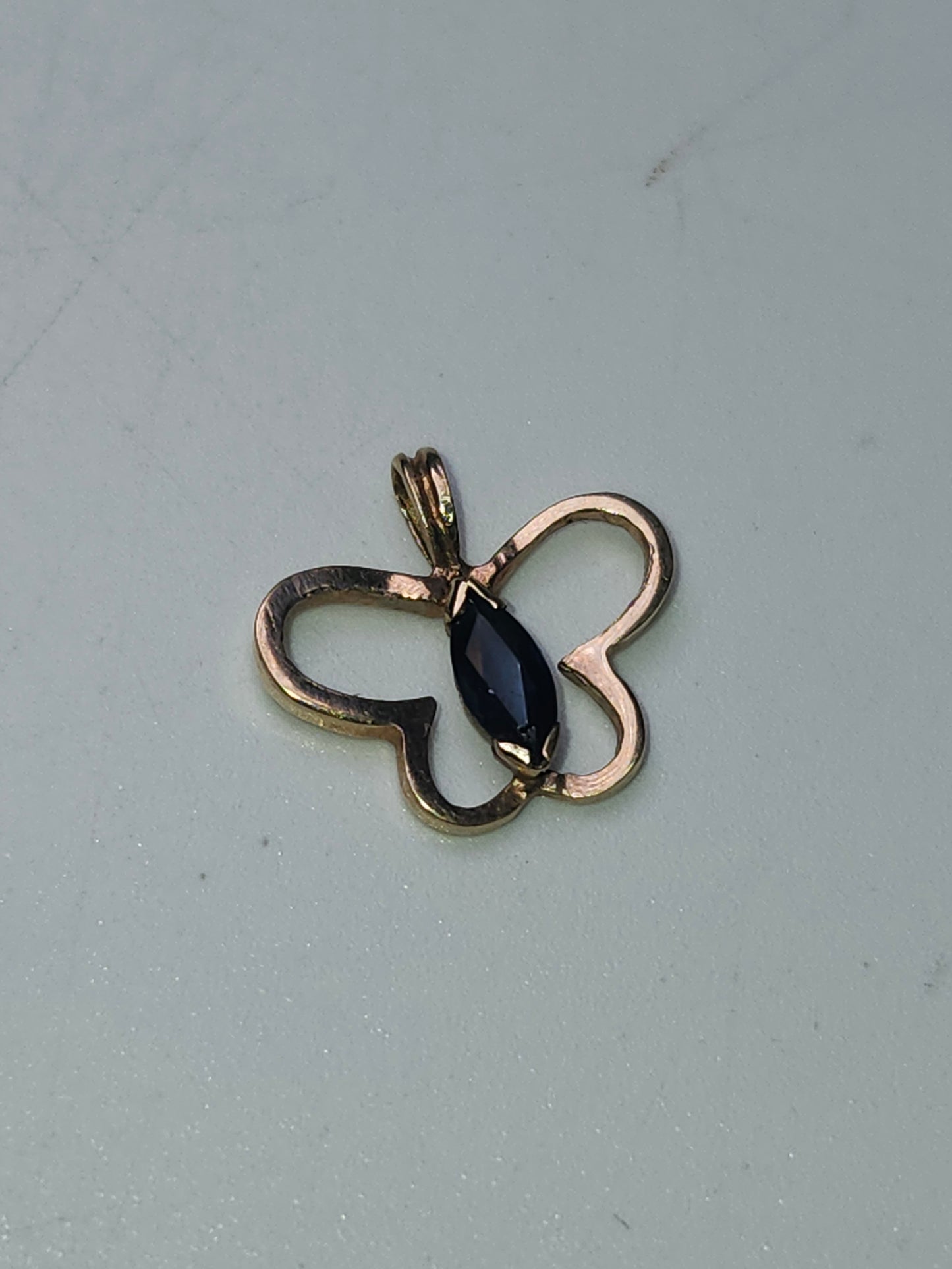 14K Gold & Sapphire Butterfly Charm