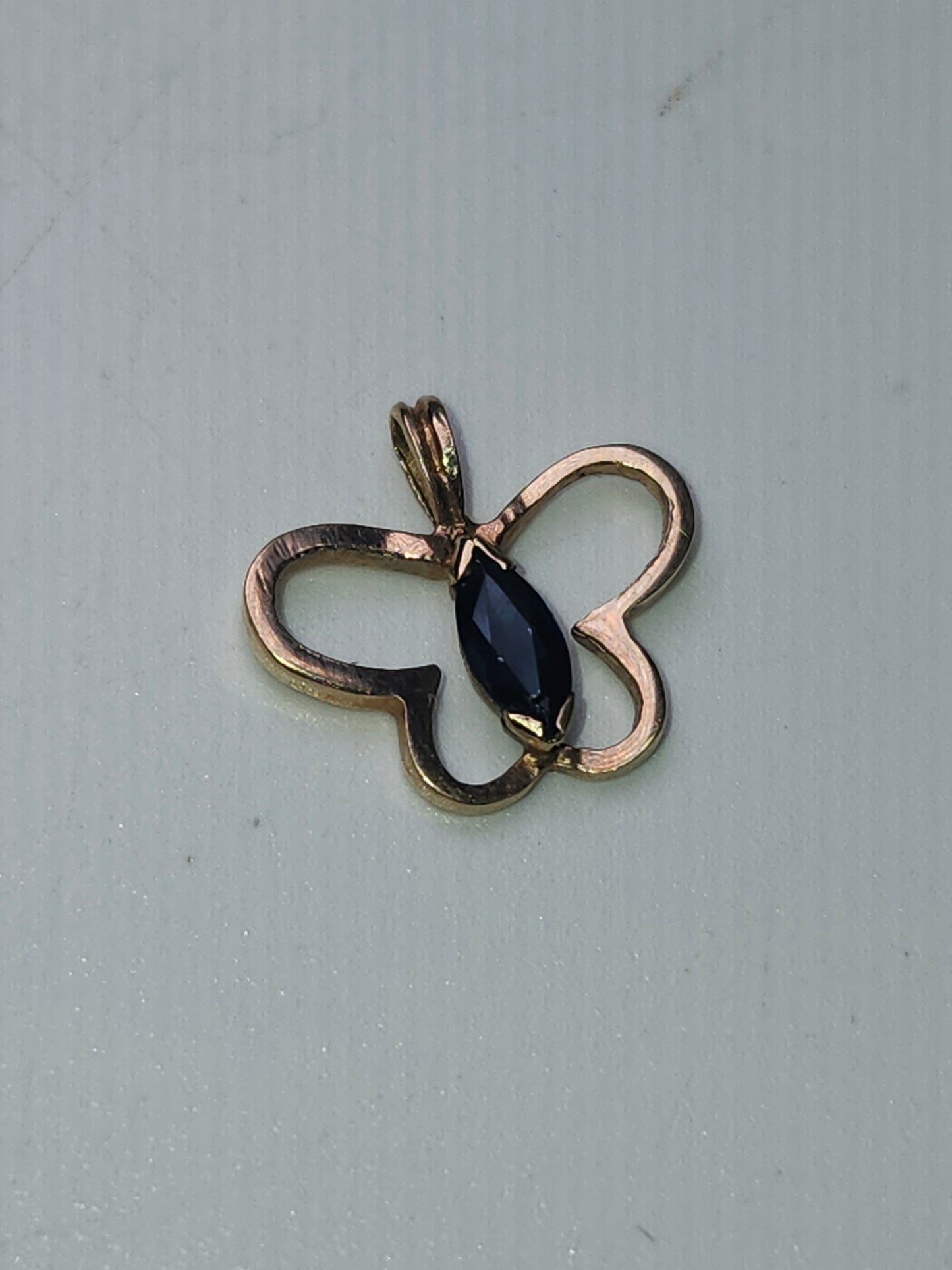 14K Gold & Sapphire Butterfly Charm
