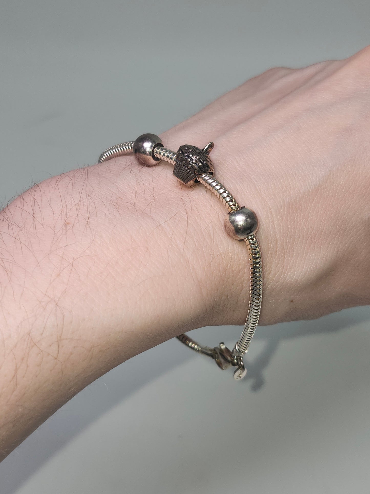 ~925~ Sterling Pandora Dupe Bracelet with Sterling Cupcake Charm by Zable