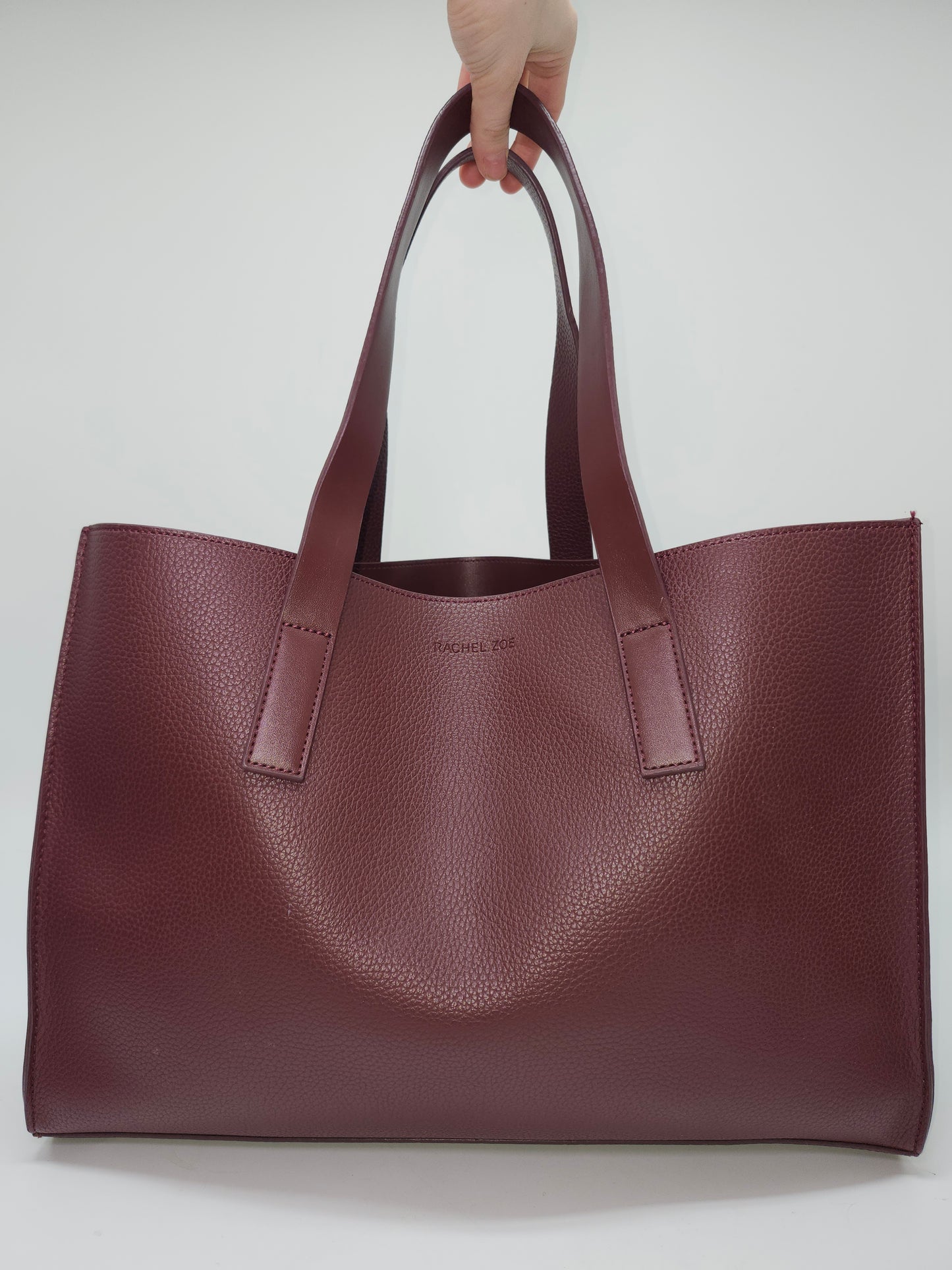 Rachel Zoe Burgundy Faux Leather Carry All Tote Bag