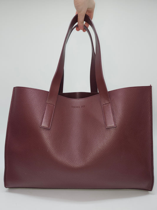 Rachel Zoe Burgundy Faux Leather Carry All Tote Bag