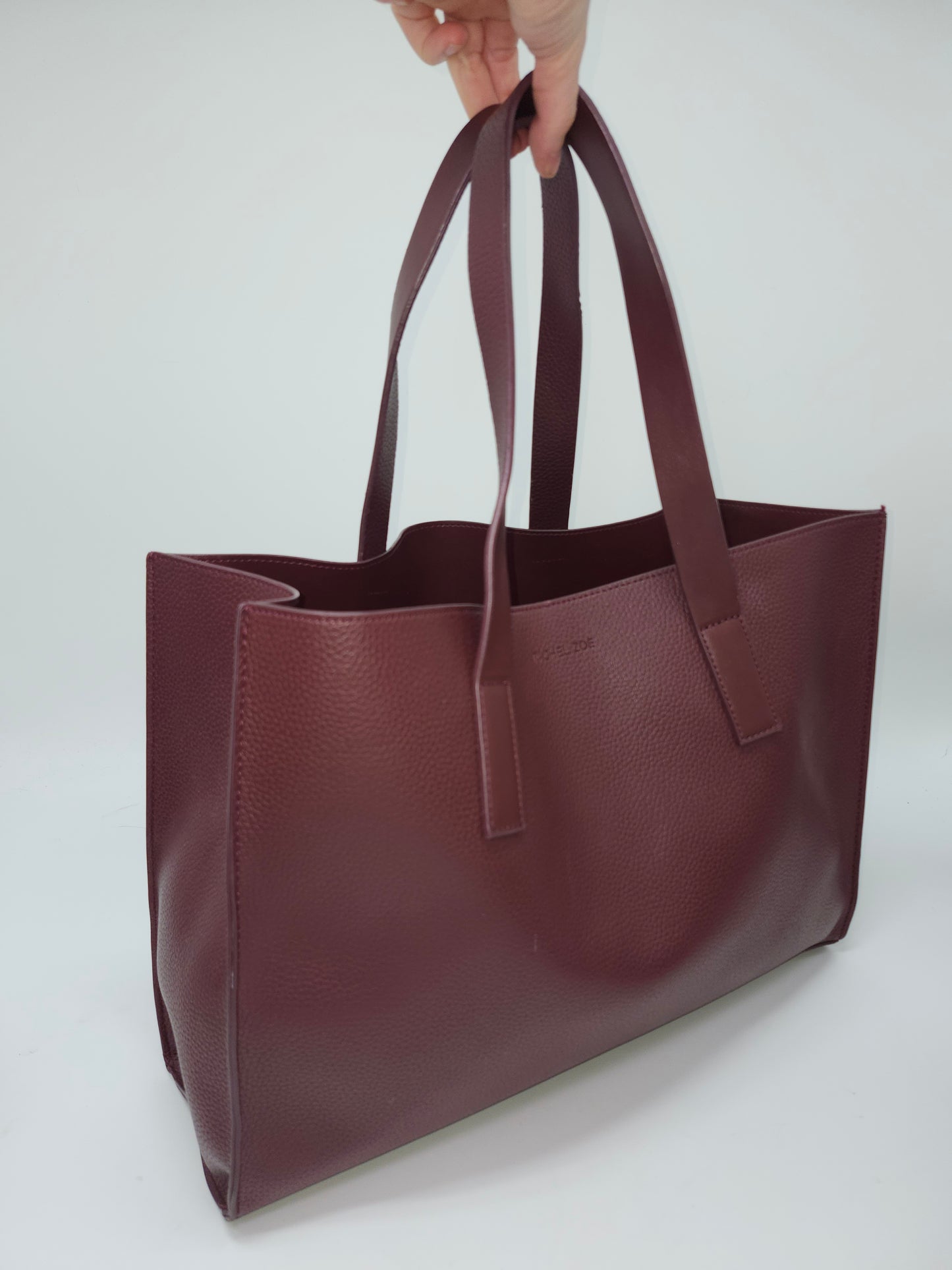 Rachel Zoe Burgundy Faux Leather Carry All Tote Bag