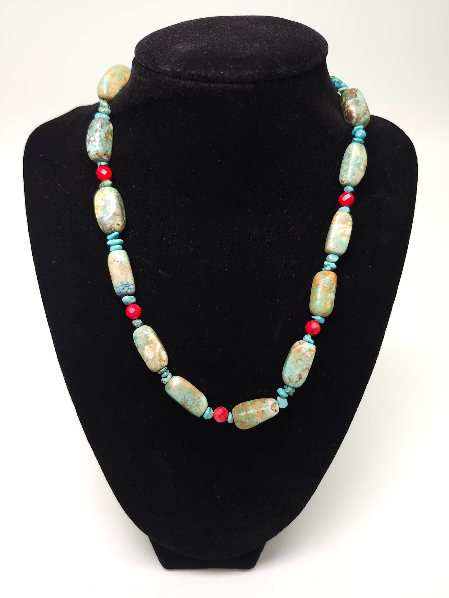 925 Sterling, Turquoise & Coral Beaded Necklace by Barse