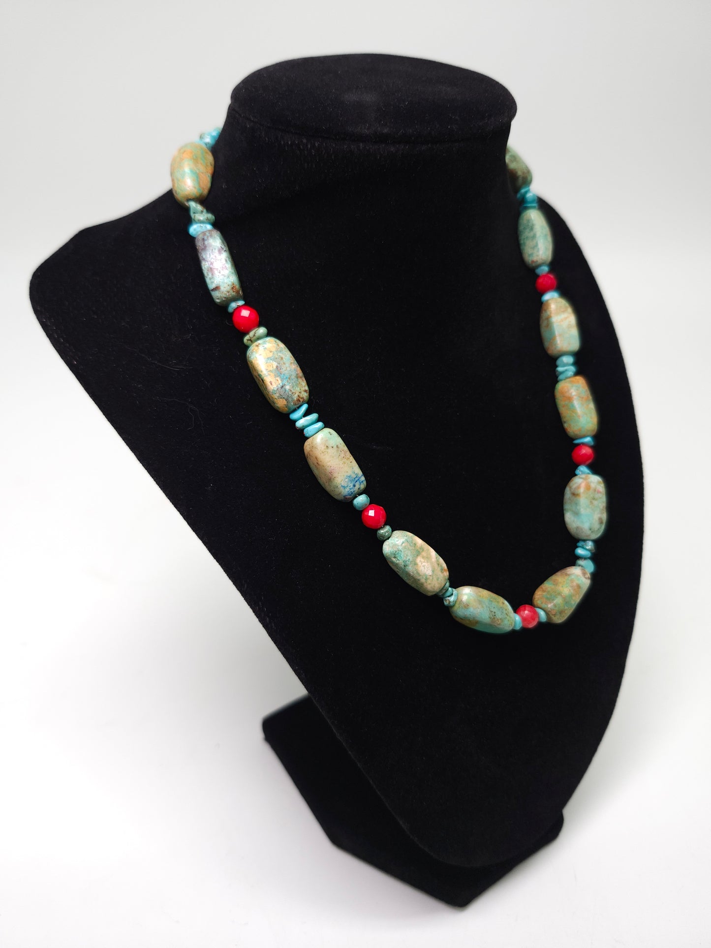 925 Sterling, Turquoise & Coral Beaded Necklace by Barse