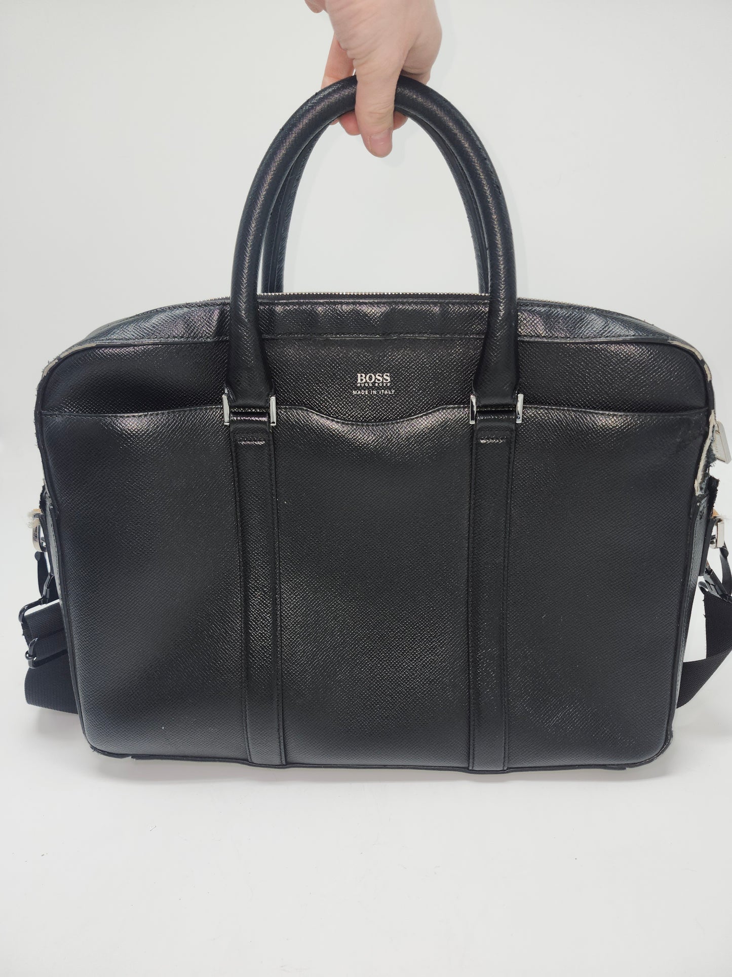 Hugo Boss Black Leather Laptop Case