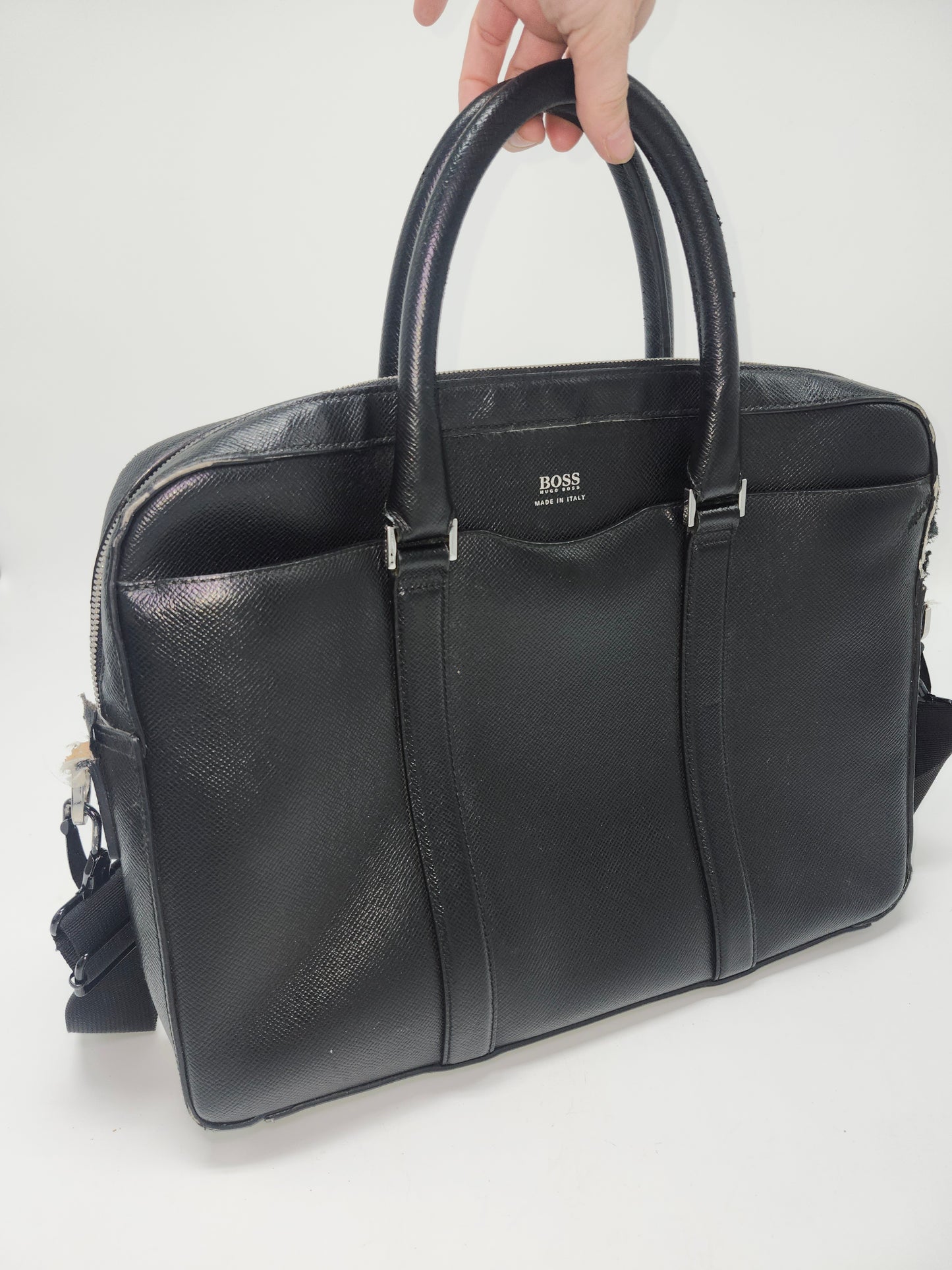 Hugo Boss Black Leather Laptop Case