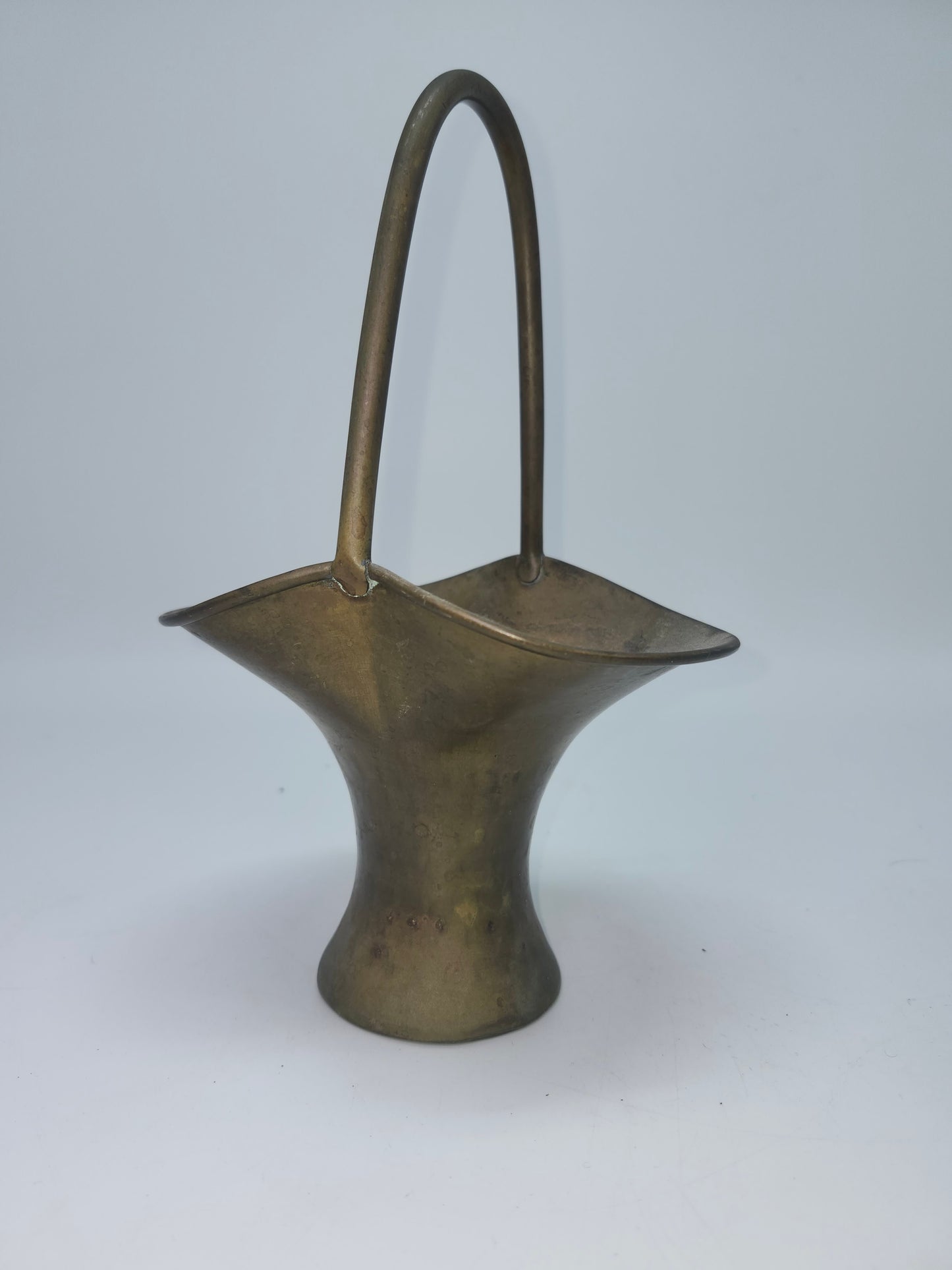Antique Brass Basket with Curved Top Handle