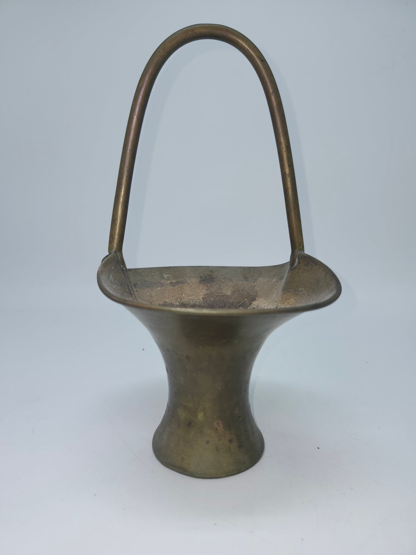Antique Brass Basket with Curved Top Handle