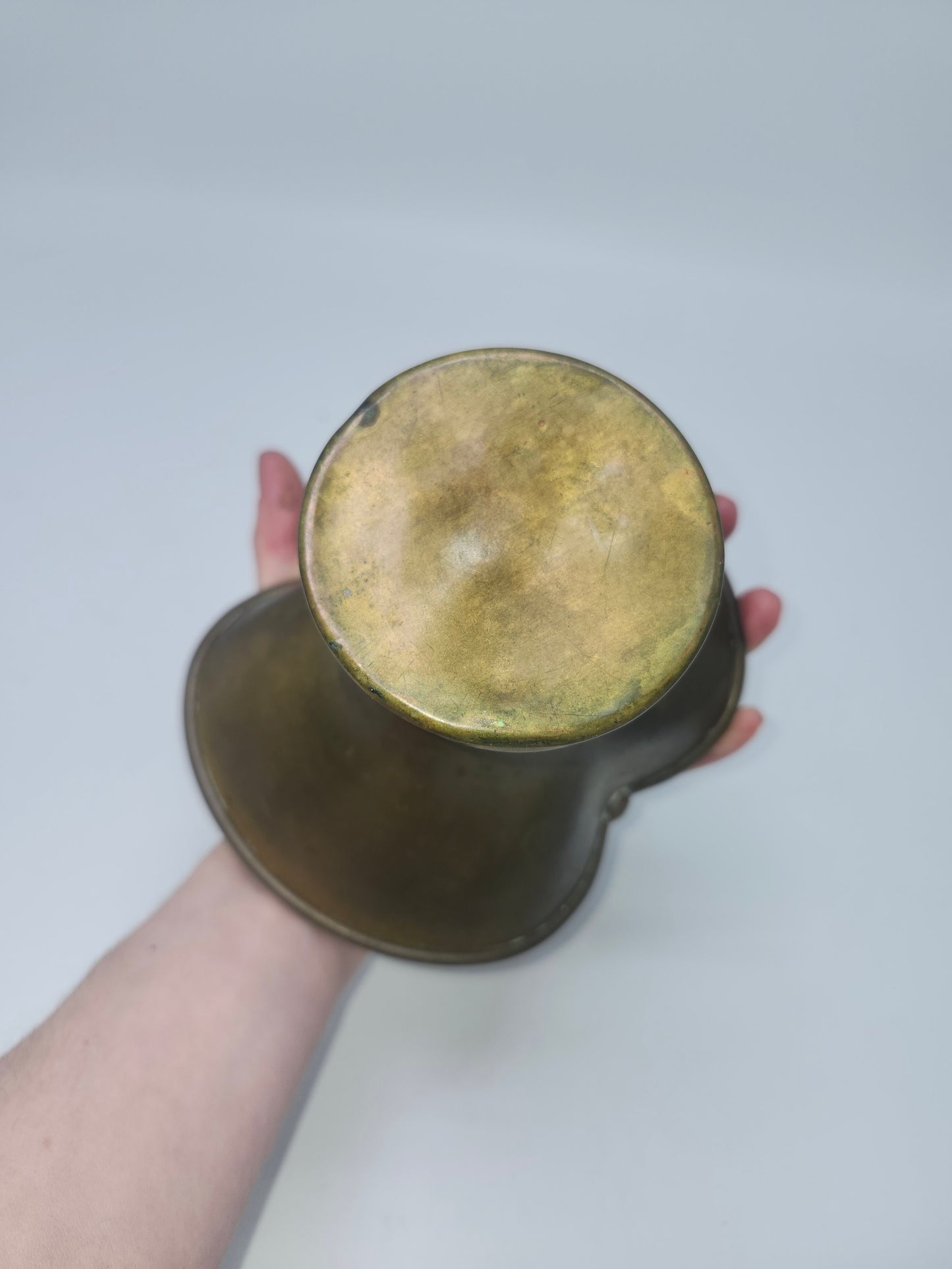 Antique Brass Basket with Curved Top Handle