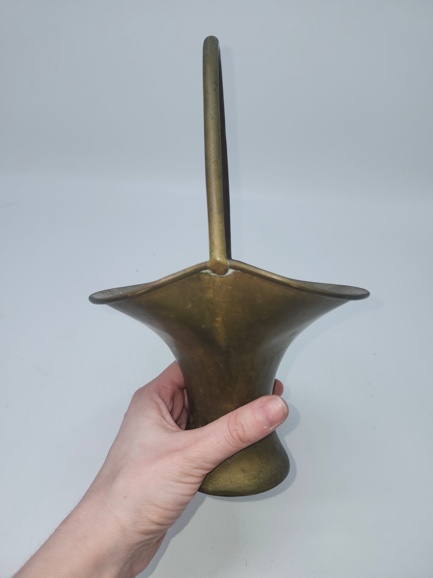Antique Brass Basket with Curved Top Handle