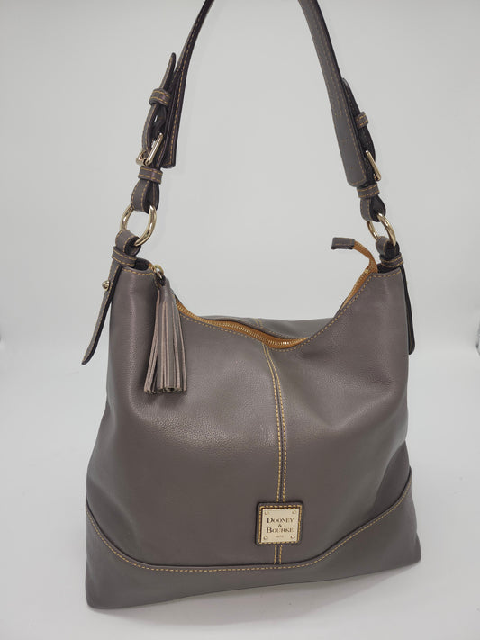 -Dooney & Bourke- Vintage Grey Leather Satchel Purse