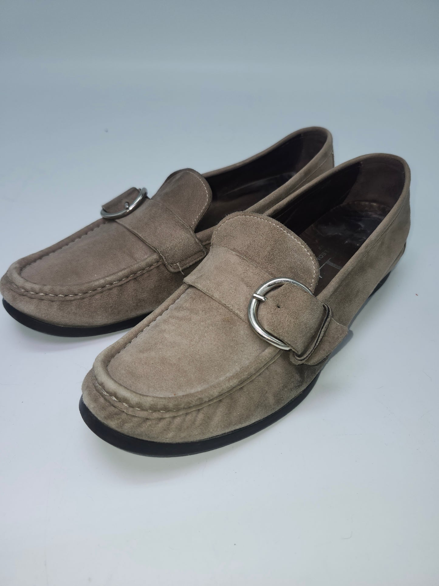 AGL Attilio Giusti Leombruni Grey Suede Loafers Size 39
