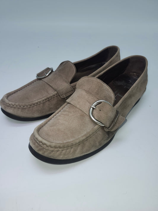 AGL Attilio Giusti Leombruni Grey Suede Loafers Size 39