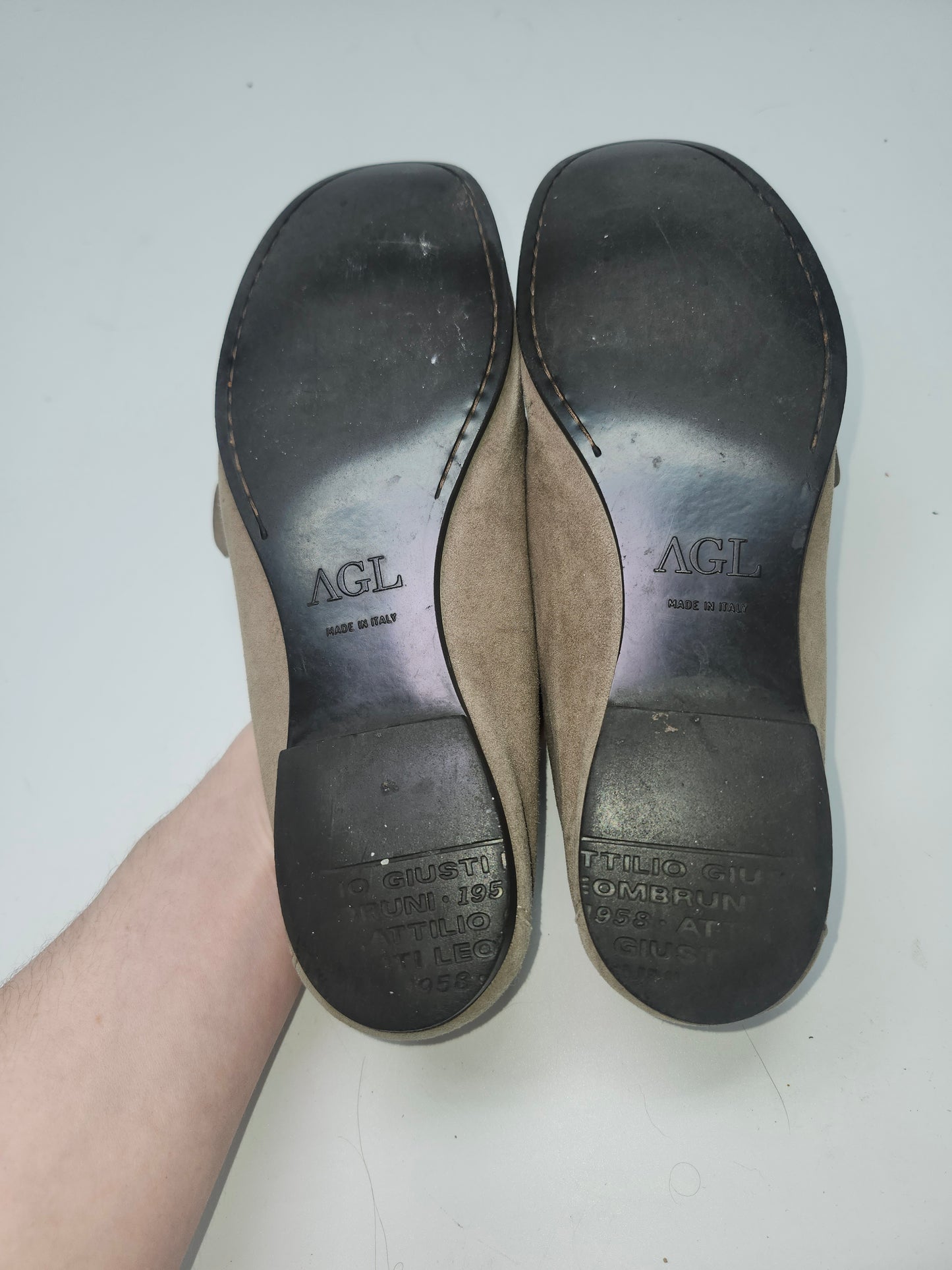 AGL Attilio Giusti Leombruni Grey Suede Loafers Size 39