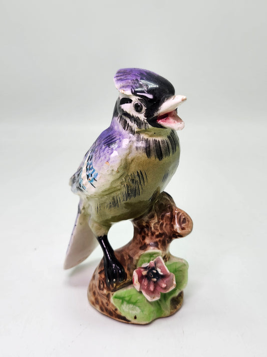 Japanese Vintage Porcelain Blue Jay Figurine