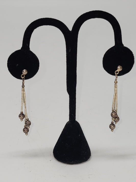 *Sterling 925* Liquid Silver Beaded Dangle Earrings