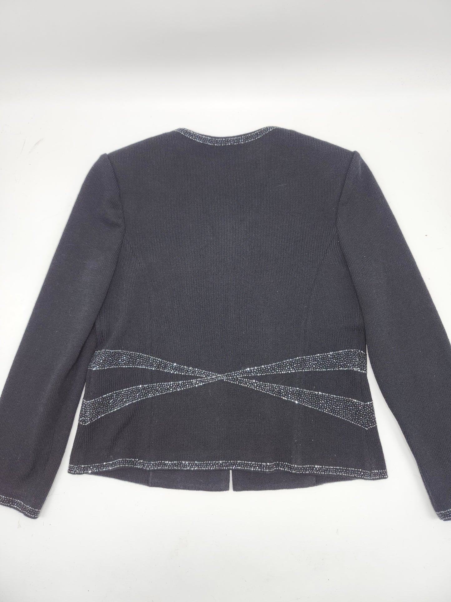 St. John Knit Zip-up Blazer Jacket with Rhinestone Details