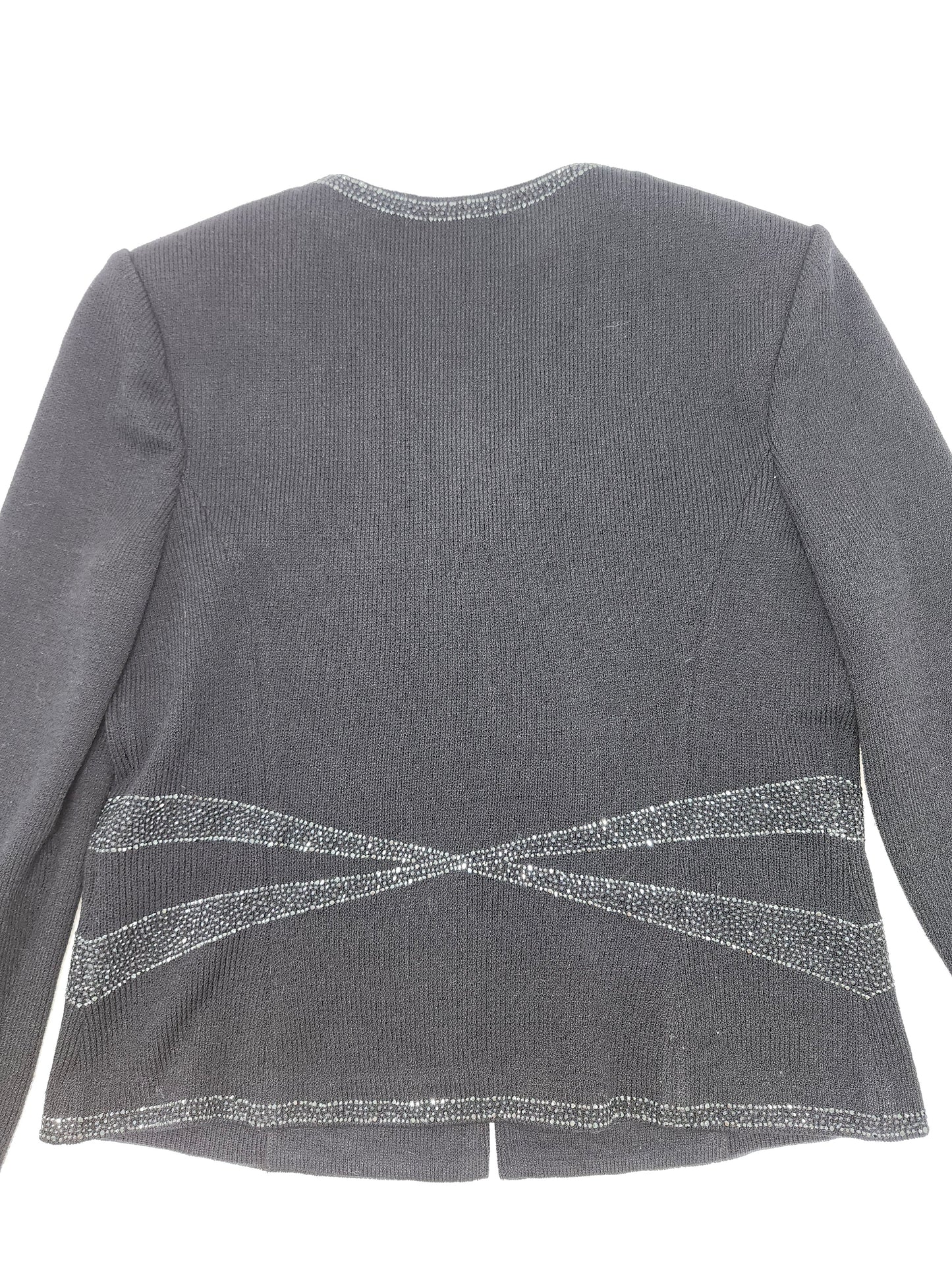 St. John Knit Zip-up Blazer Jacket with Rhinestone Details