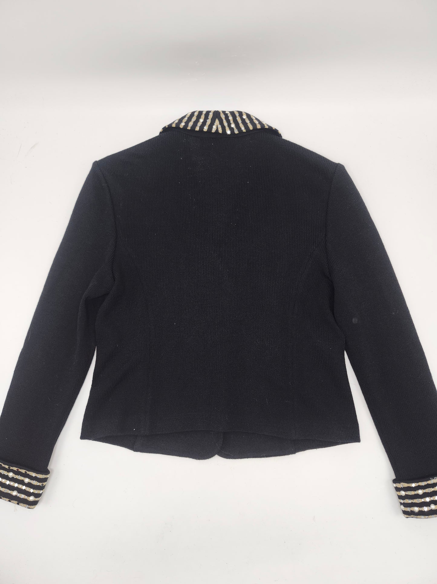 St. John Knit Jacket Blazer with Striped Collar & Decorative Buttons
