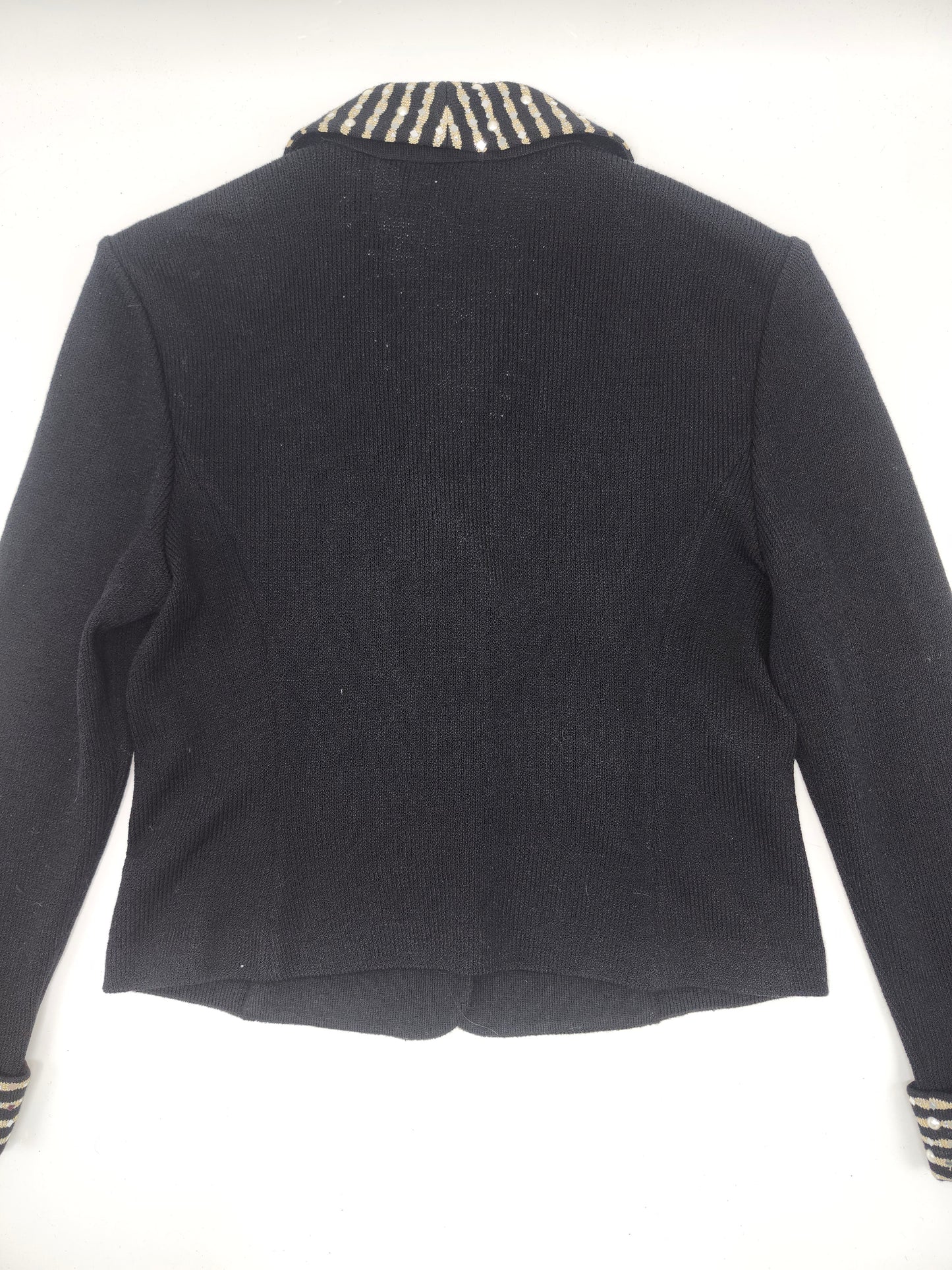 St. John Knit Jacket Blazer with Striped Collar & Decorative Buttons