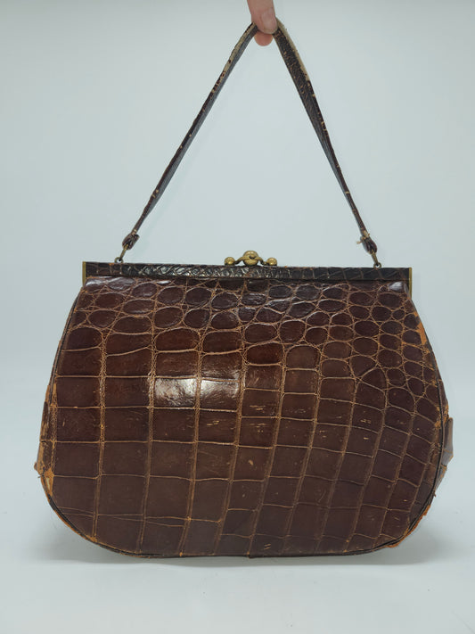 -Crocodile Leather- Vintage Purse