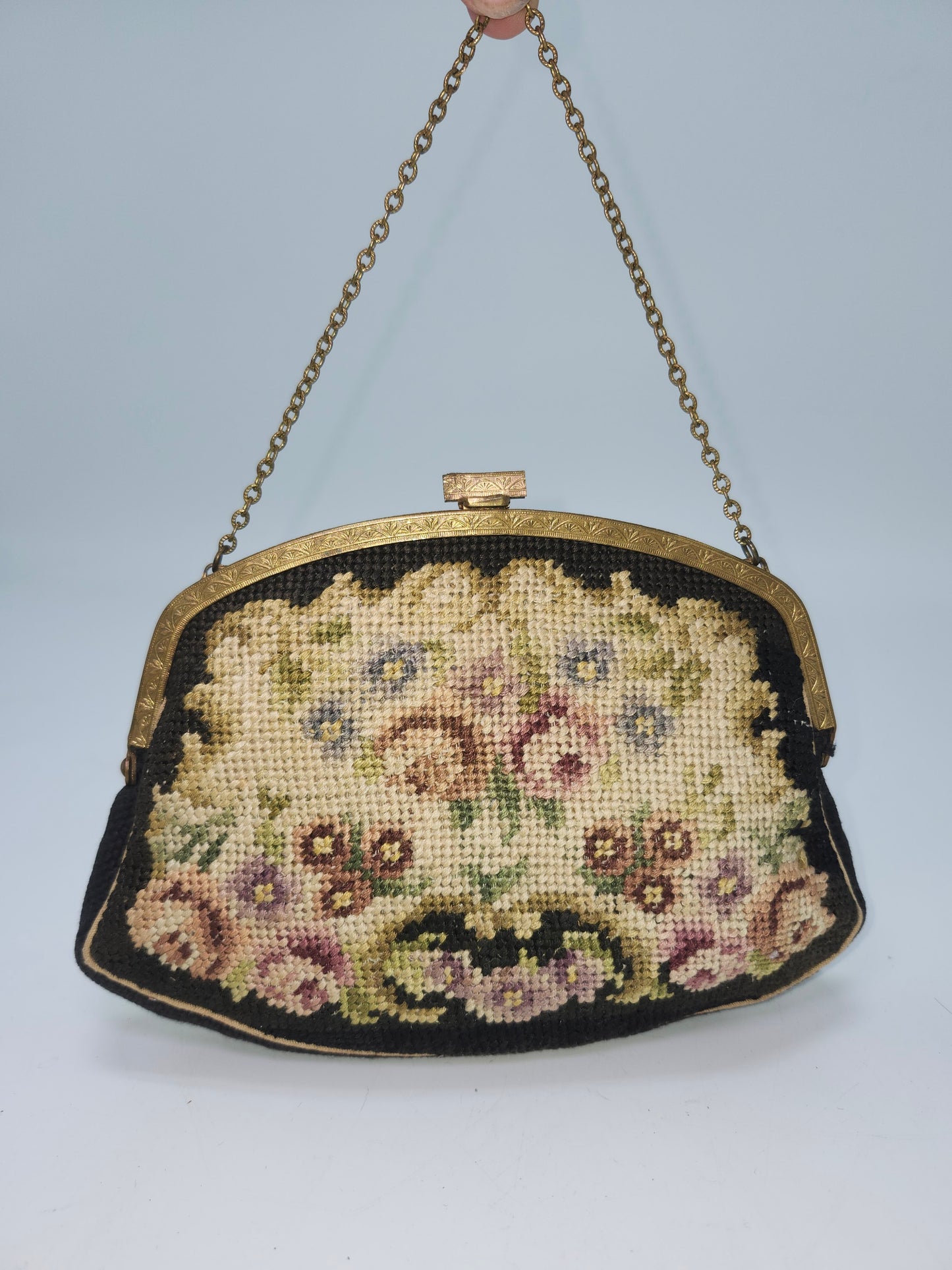 Needlepoint Antique Tapestry Purse 1930s Art Deco Era