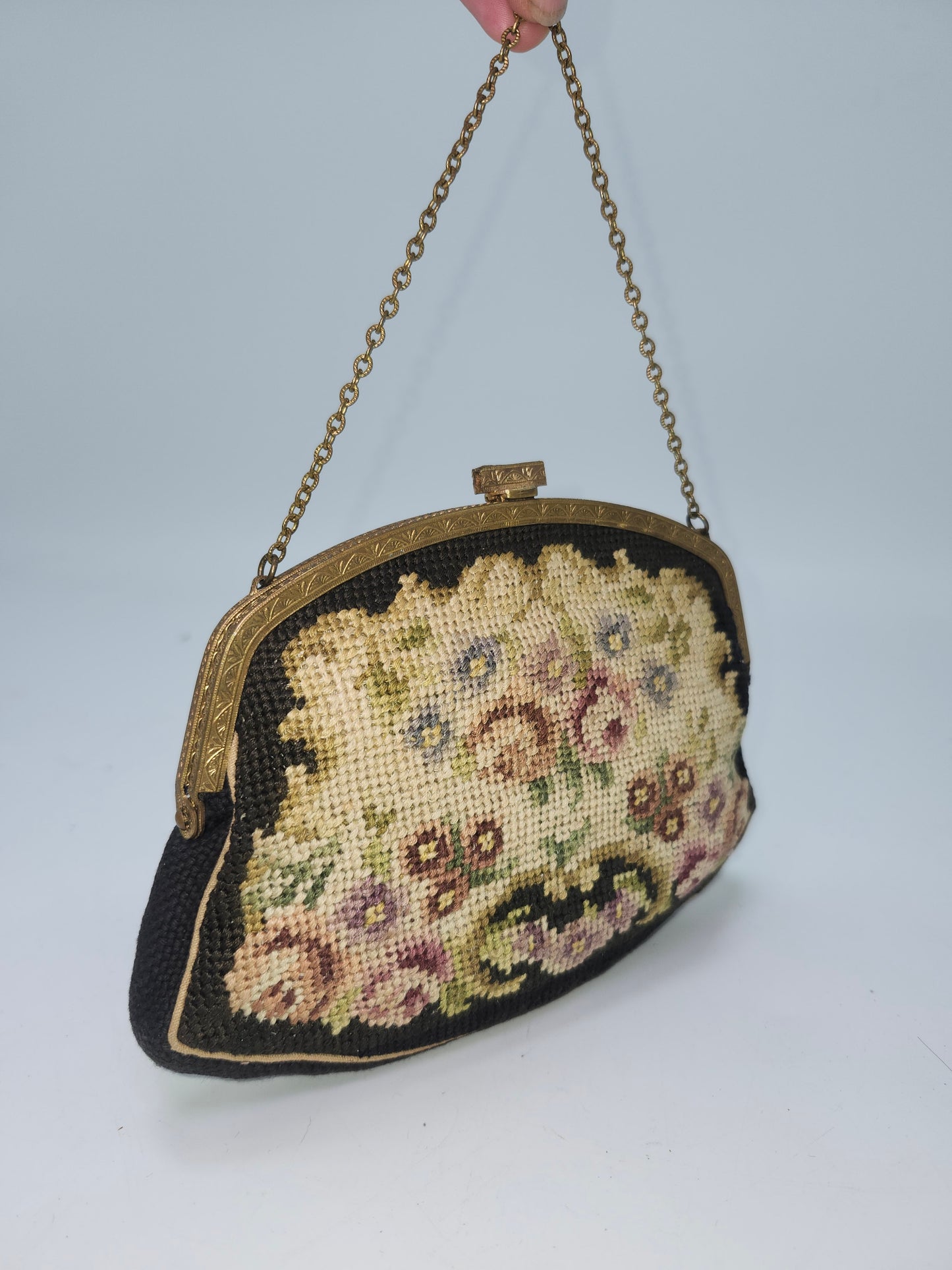 Needlepoint Antique Tapestry Purse 1930s Art Deco Era