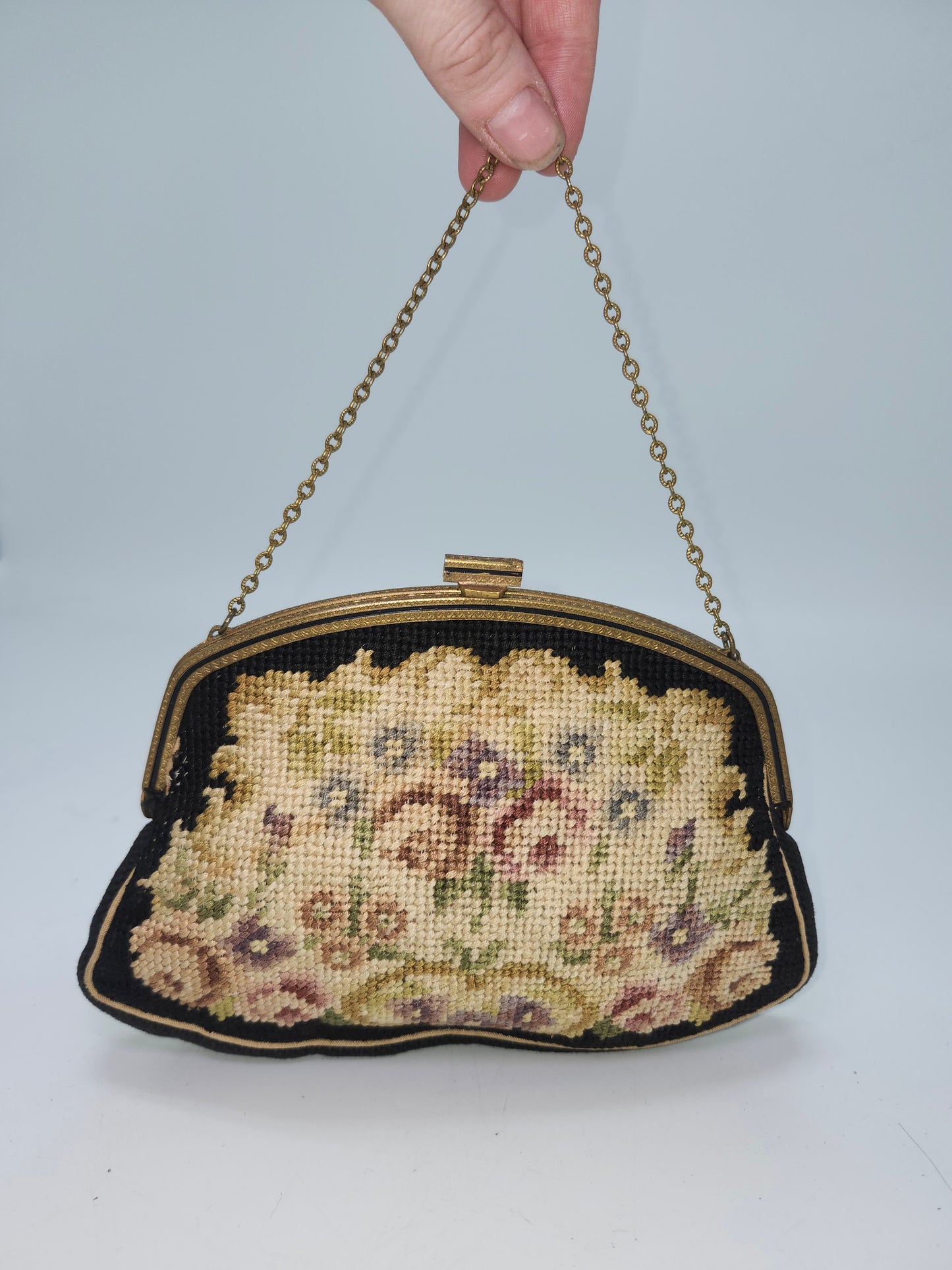 Needlepoint Antique Tapestry Purse 1930s Art Deco Era