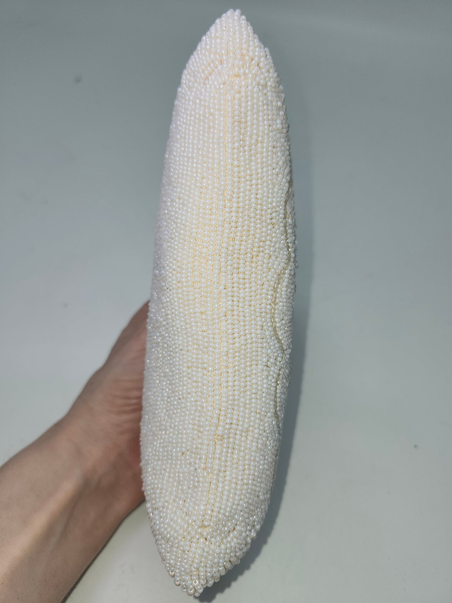 Mid-Century Hand Beaded White Clutch / Evening Bag