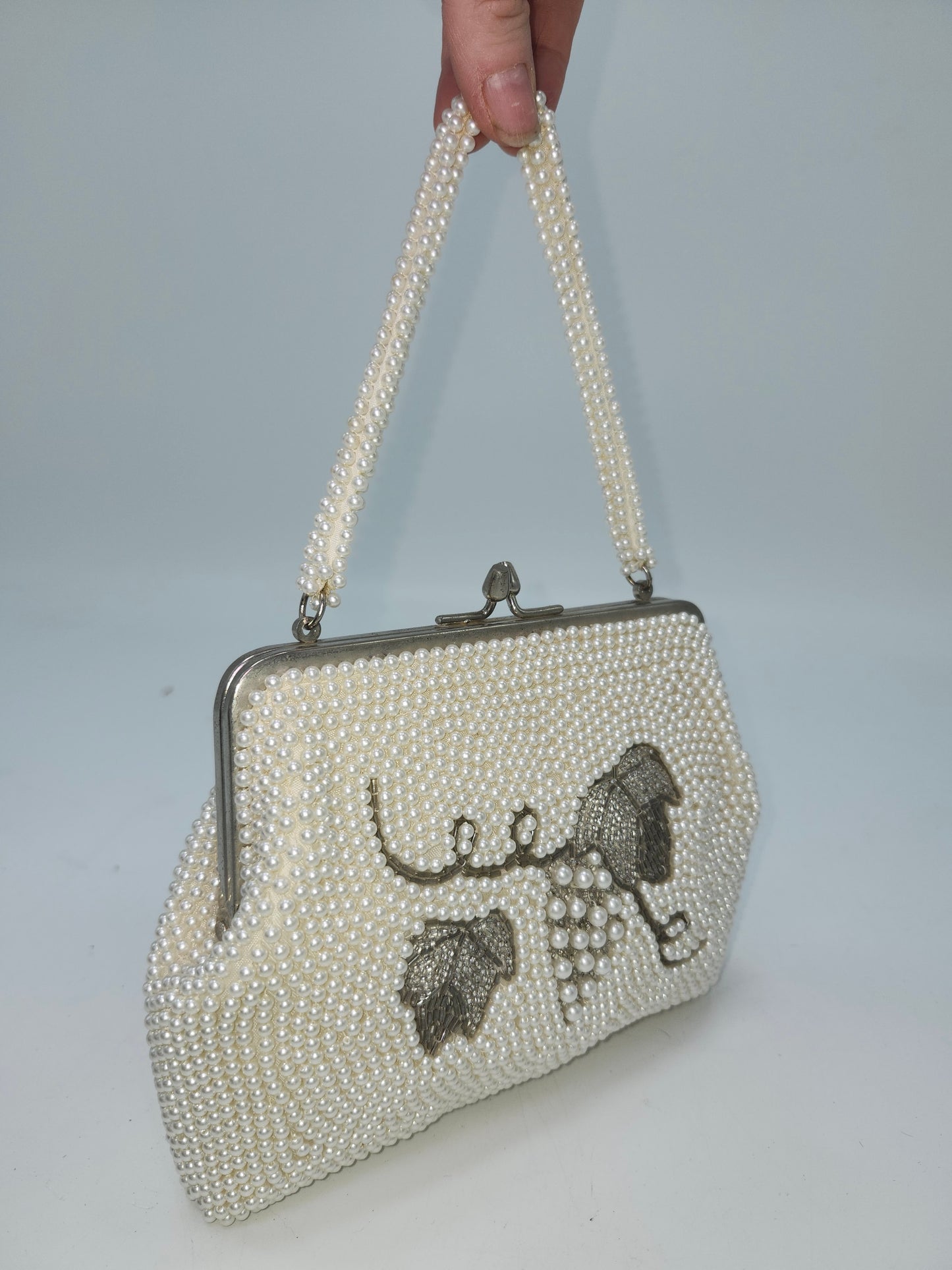 Mid-Century Pearl Beaded Clutch / Evening Bag