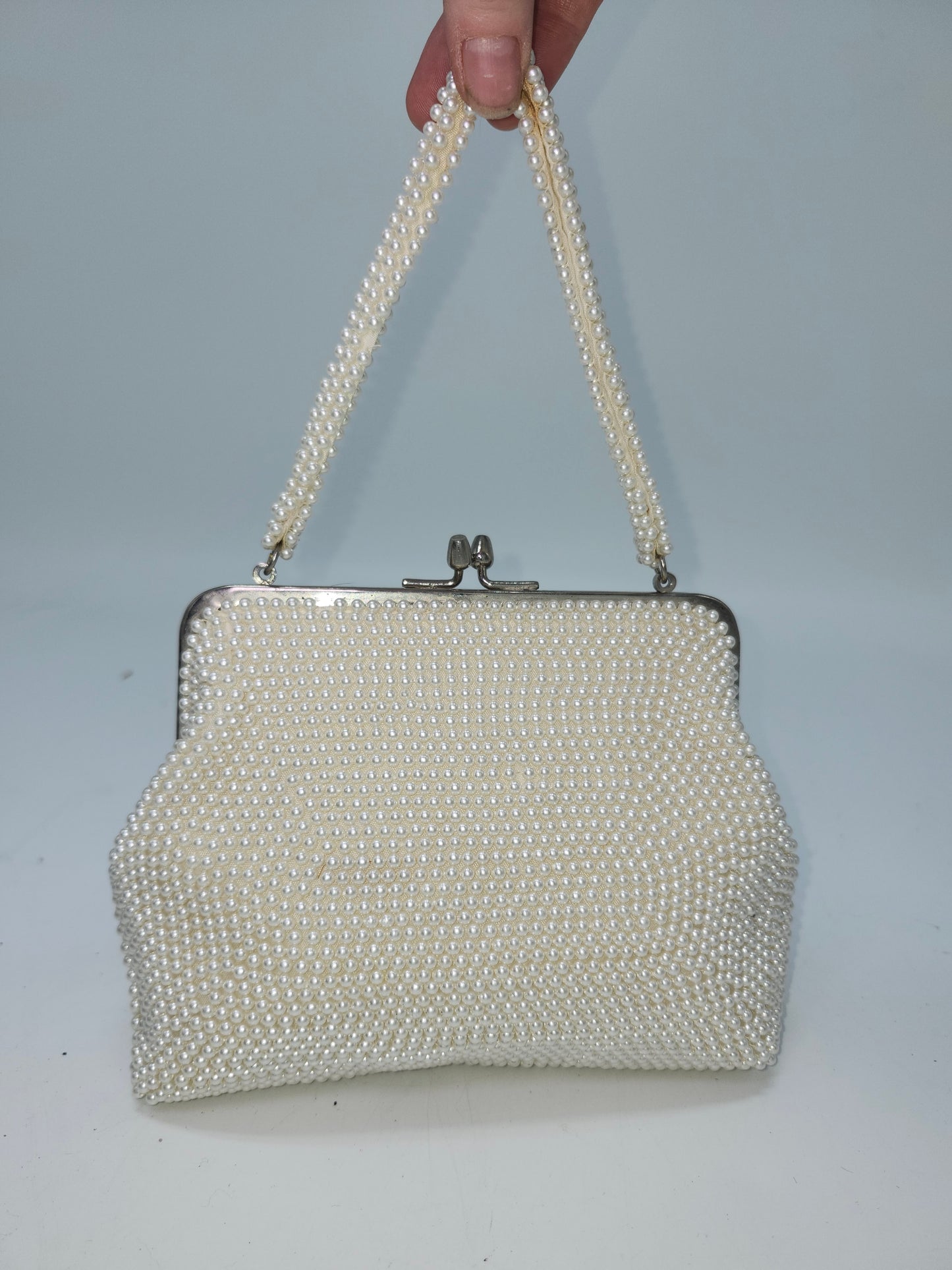 Mid-Century Pearl Beaded Clutch / Evening Bag