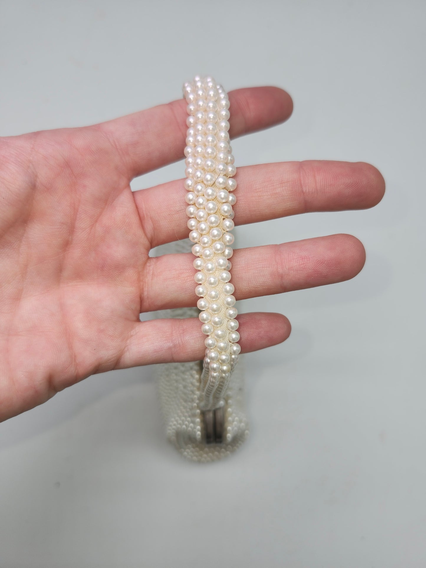 Mid-Century Pearl Beaded Clutch / Evening Bag