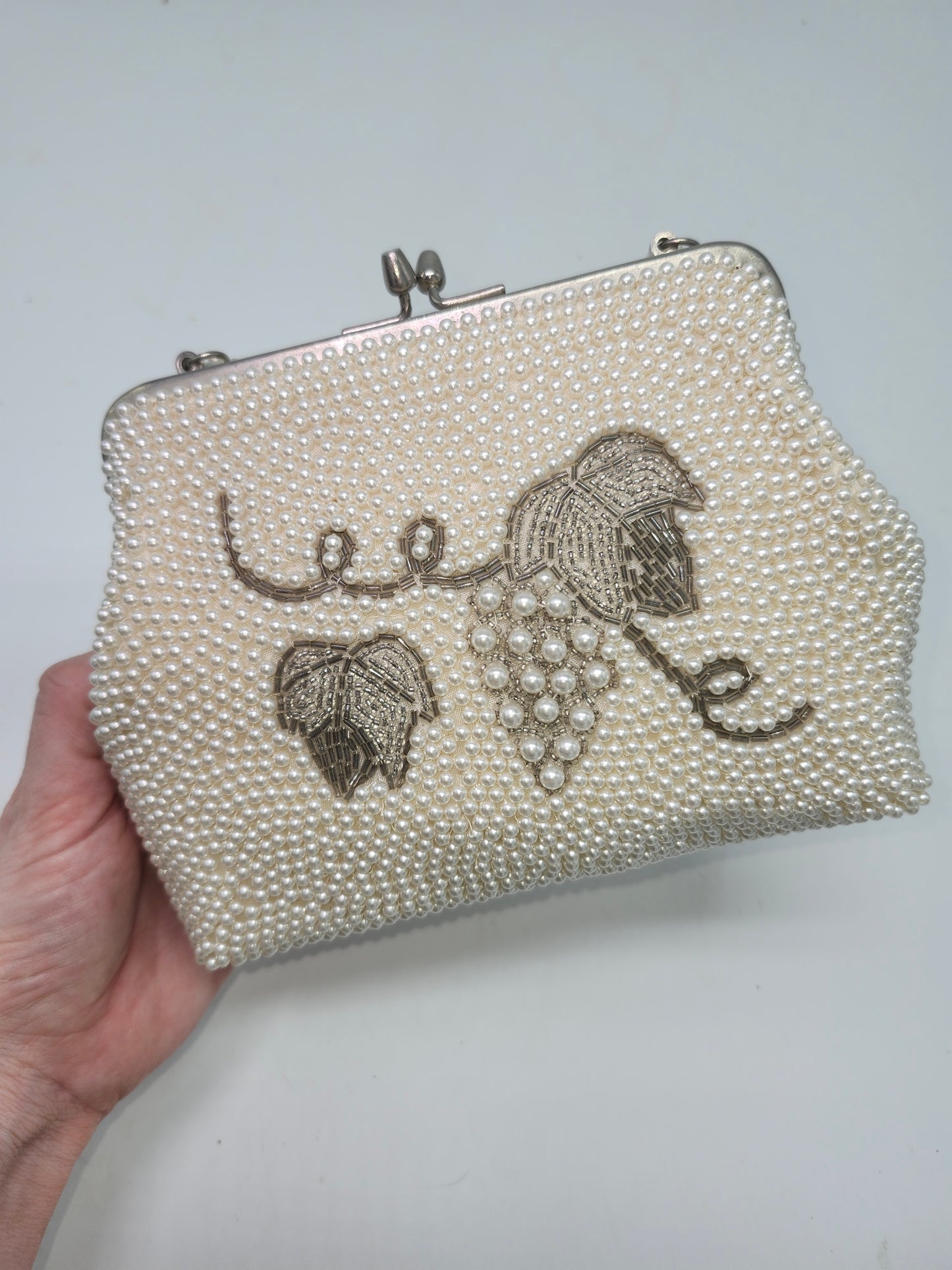 Mid-Century Pearl Beaded Clutch / Evening Bag