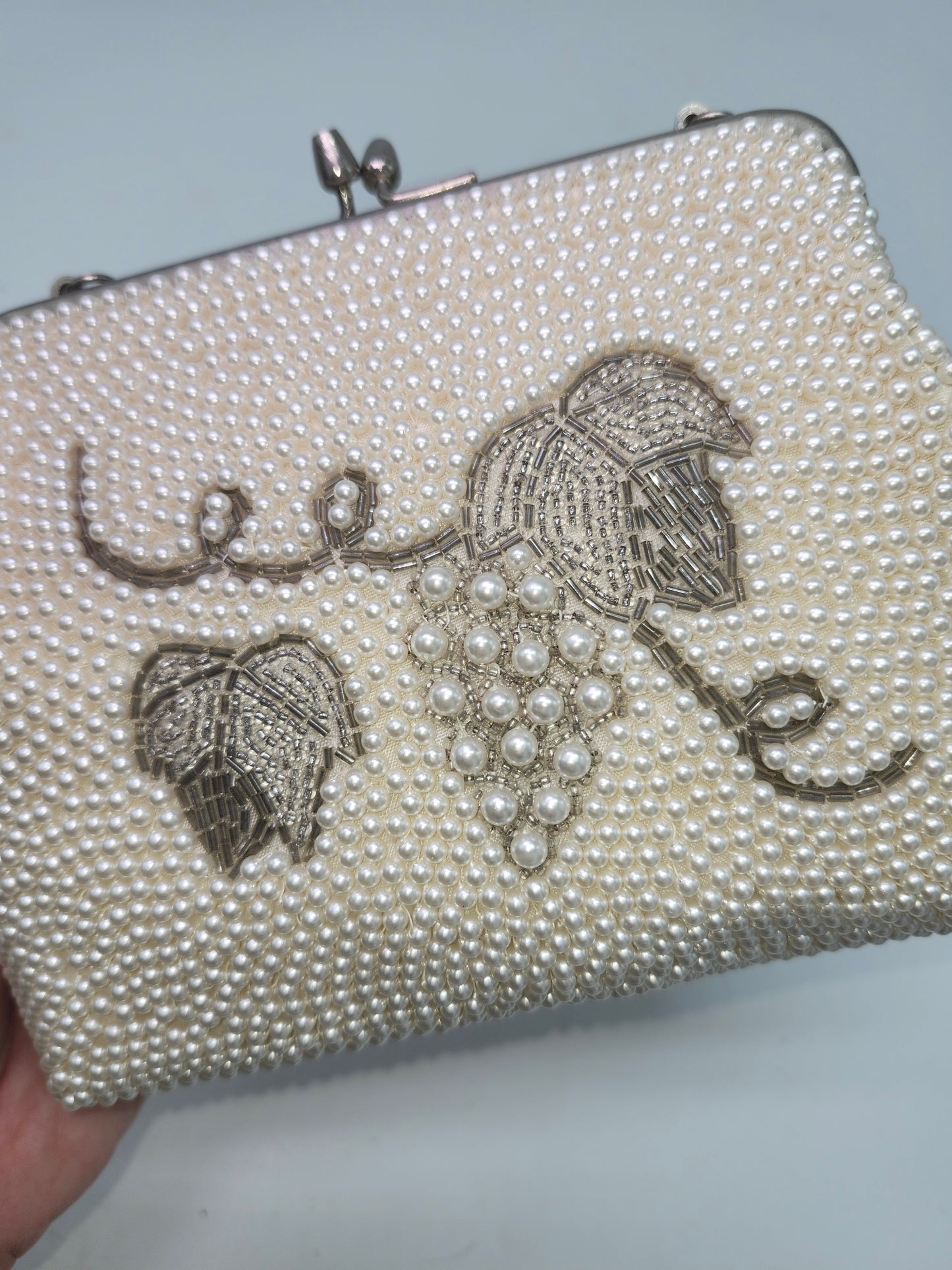Mid-Century Pearl Beaded Clutch / Evening Bag