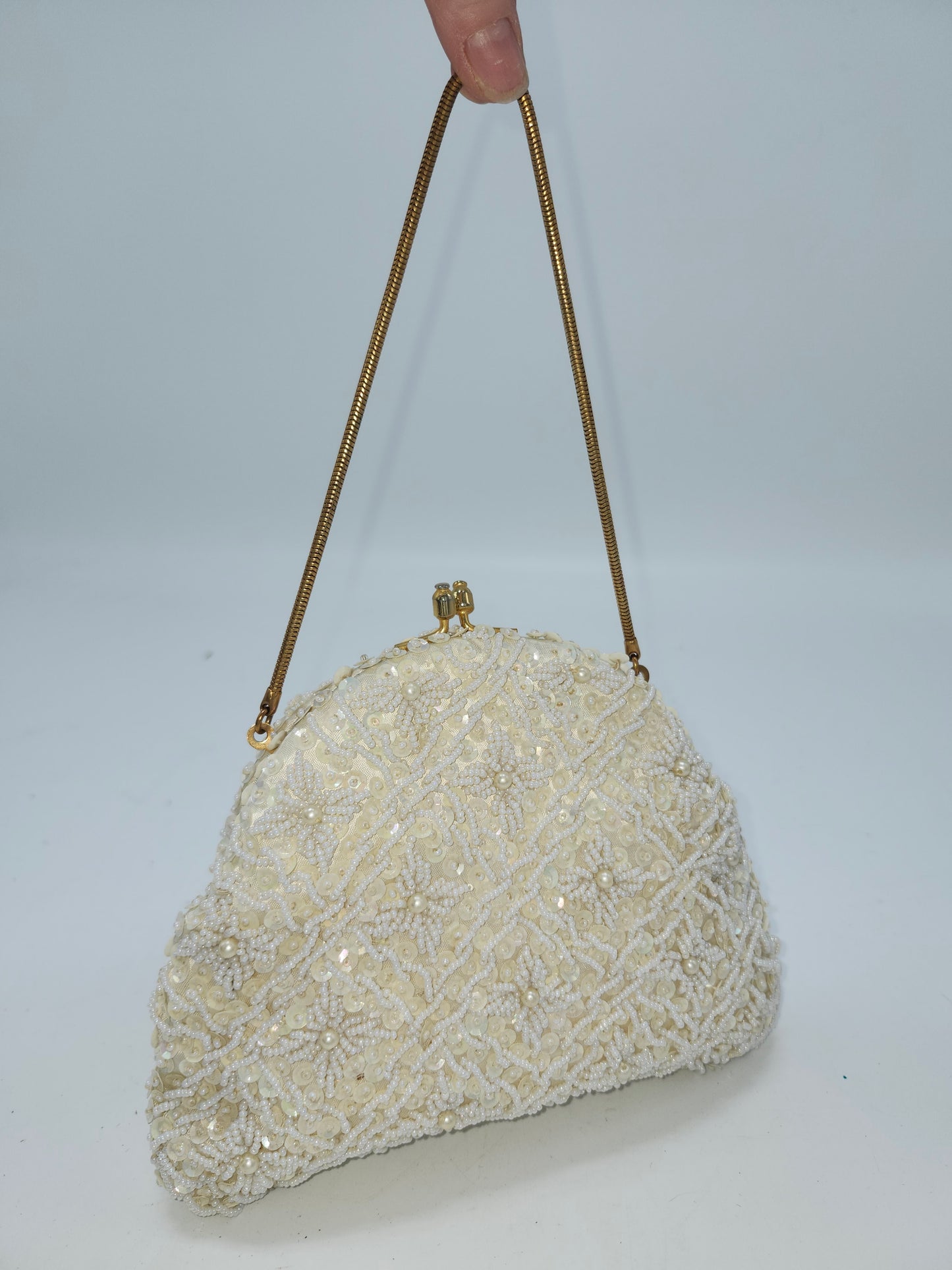 Mid-Century 1950s Beaded Sequin Clutch / Evening Bag