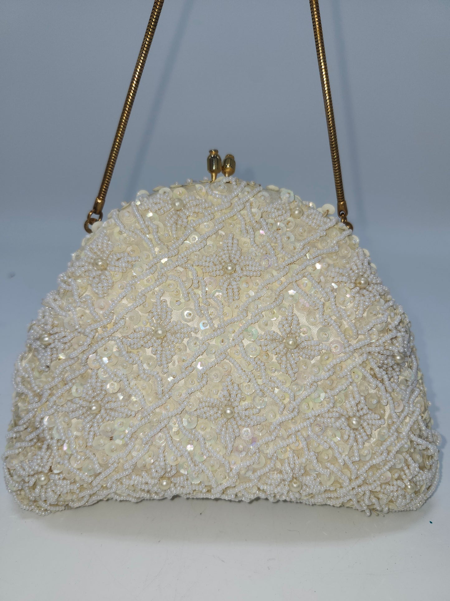 Mid-Century 1950s Beaded Sequin Clutch / Evening Bag