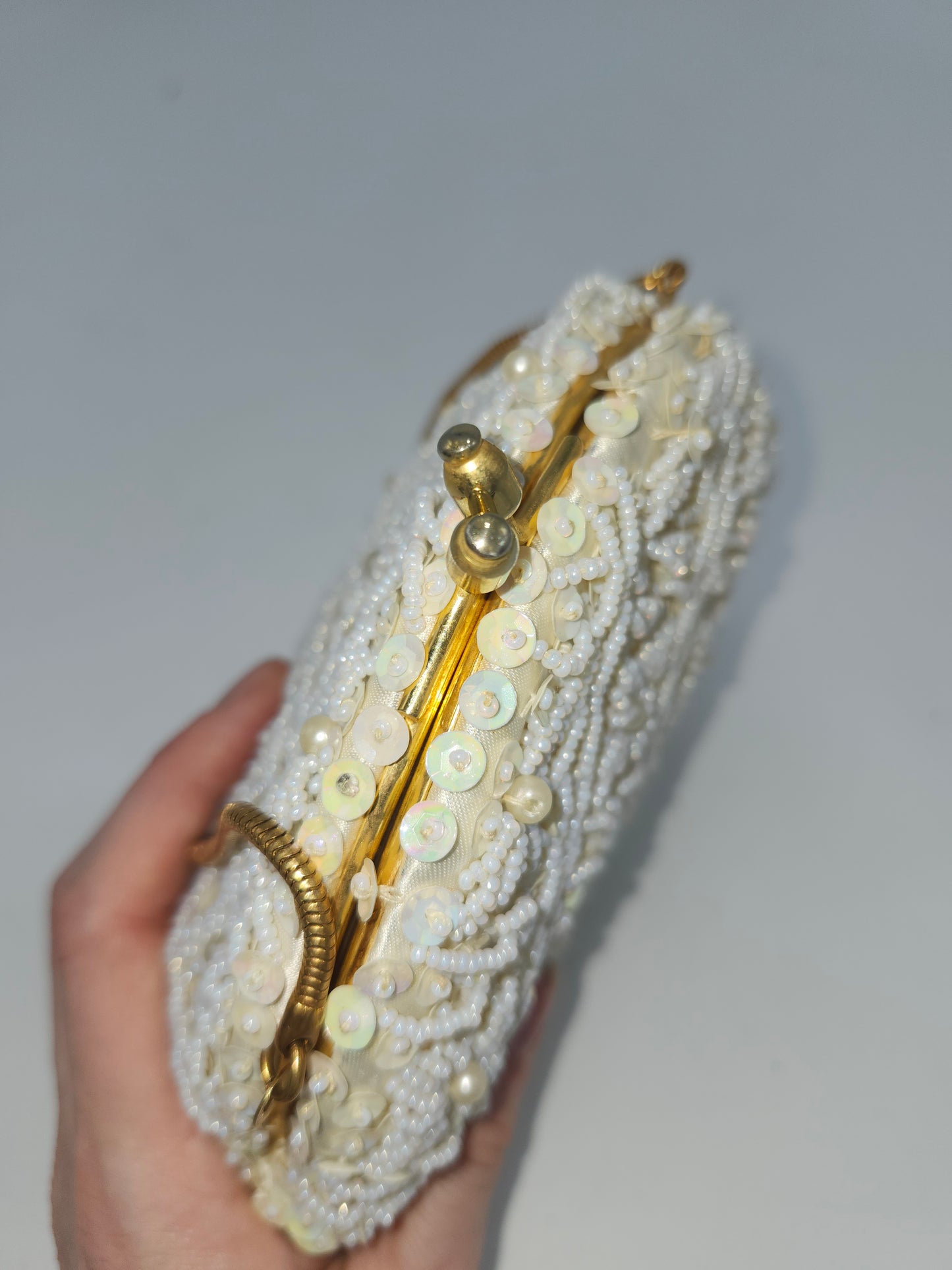 Mid-Century 1950s Beaded Sequin Clutch / Evening Bag
