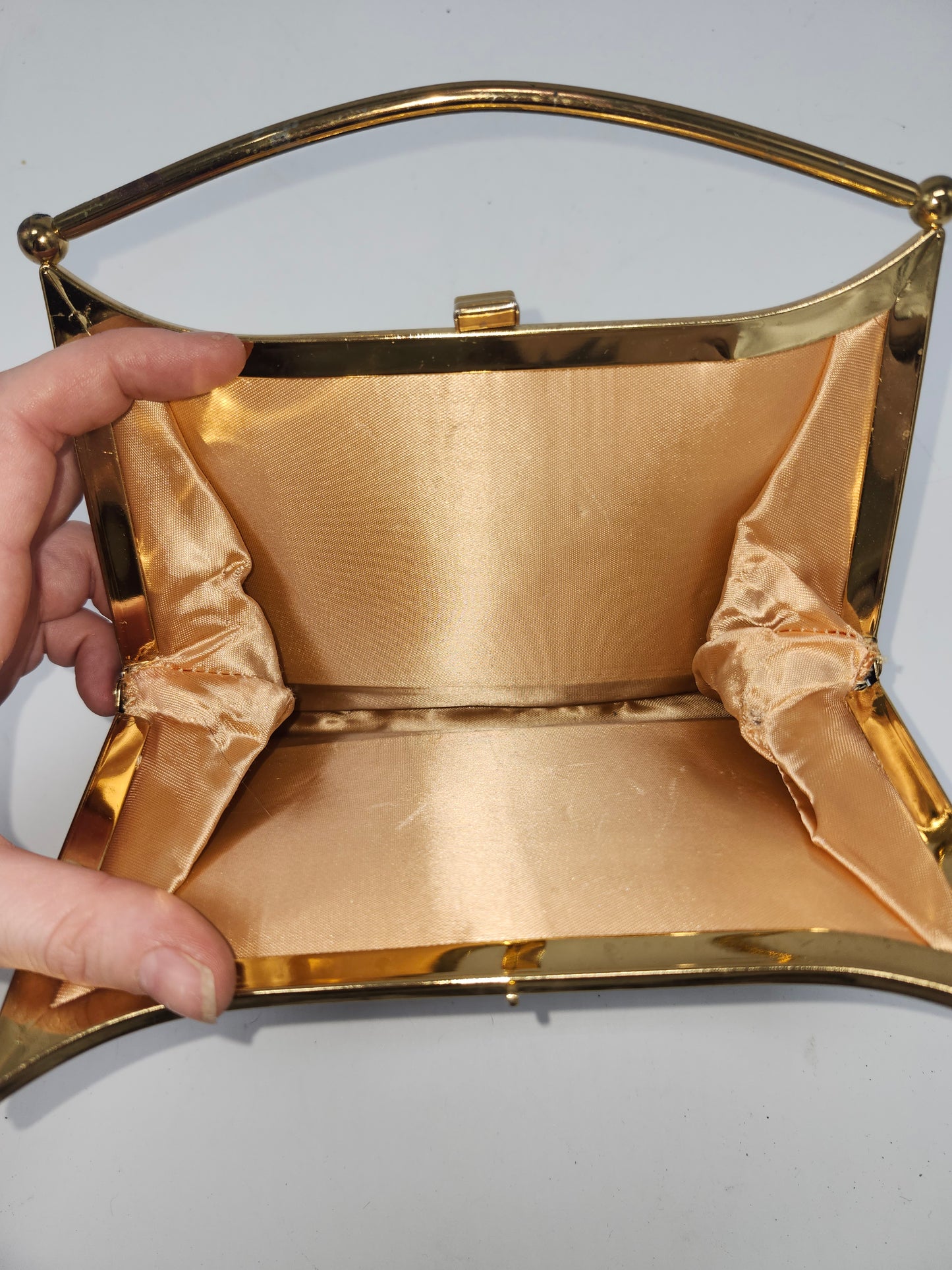 Vintage 1950s Black Satin Clutch