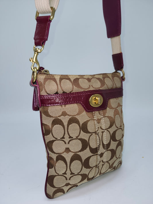 *Coach* "Hampton" Signature Canvas Swingback Crossbody Bag