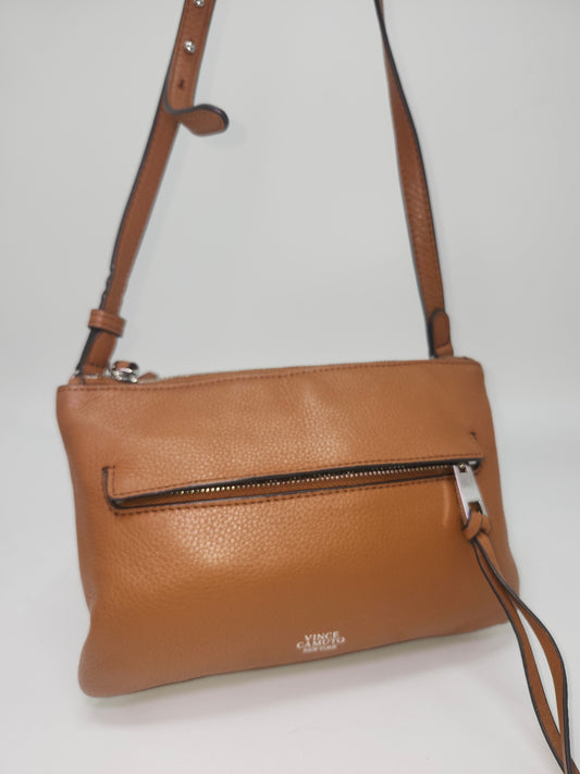 *Vince Camuto* "Gally" Brown Leather Crossbody Bag