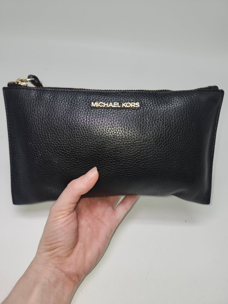 *Michael Kors* "Jet Set Travel" Large Wristlet in Black Leather