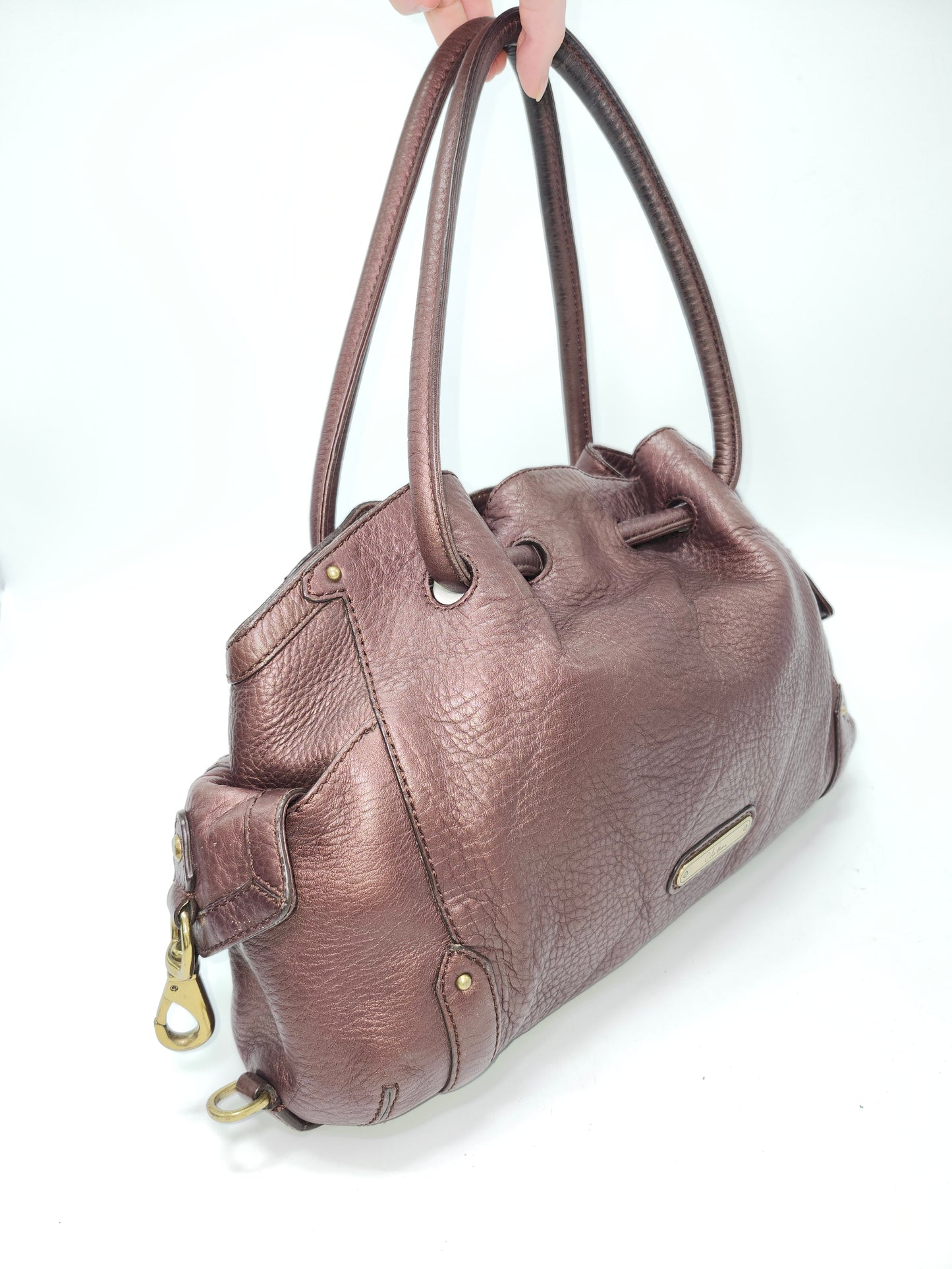 Cole Haan Brown Pebbled Leather Shoulder Bag
