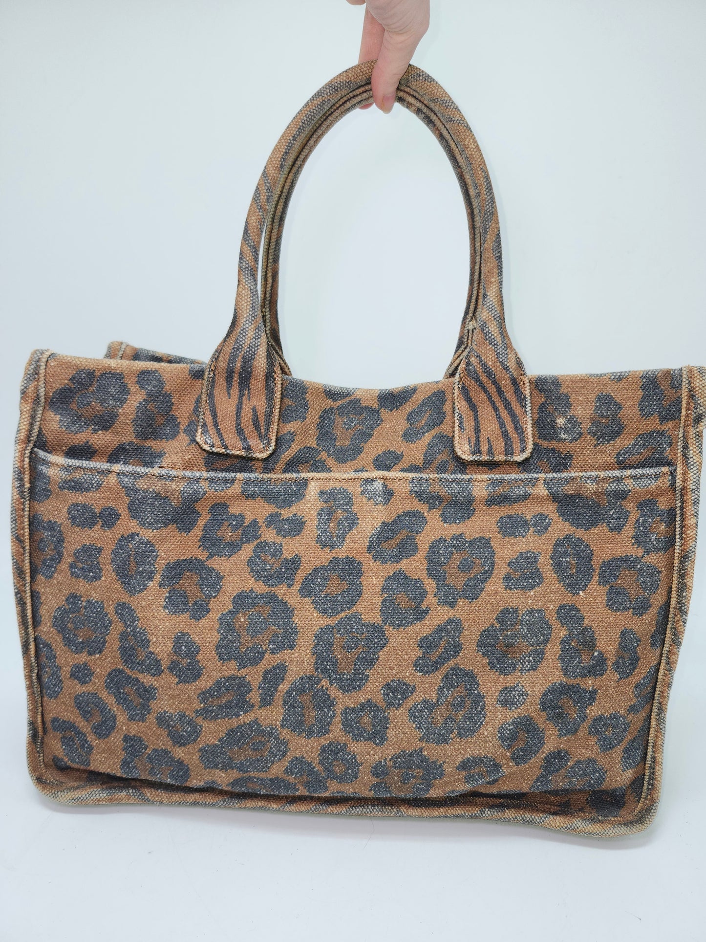 Vince Camuto "Orla" Animal Print Leopard Canvas XL Tote Bag